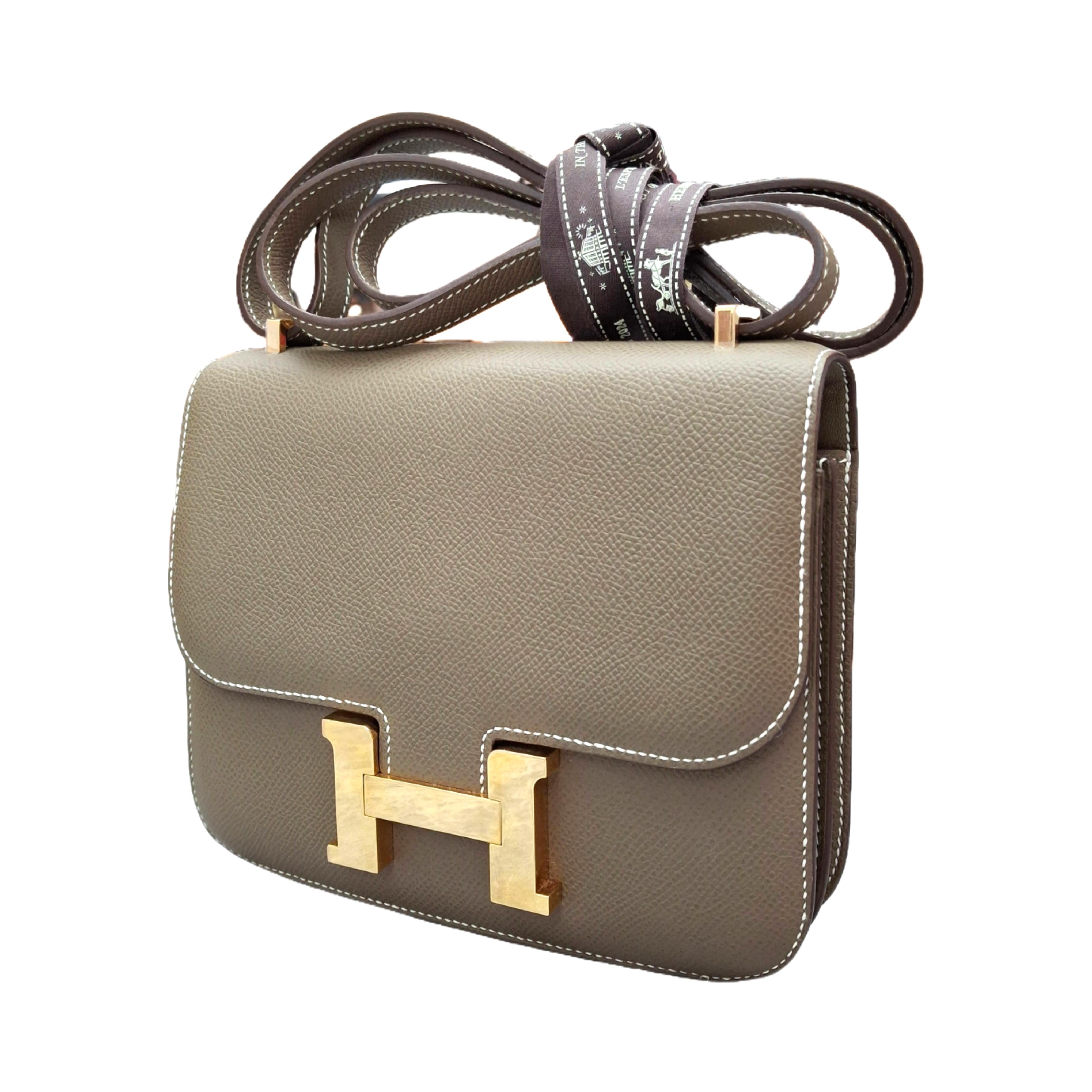 Hermès Constance III Mini Bag GHW Gris Étoupe (Beige Gray) B Stamp, nearly new