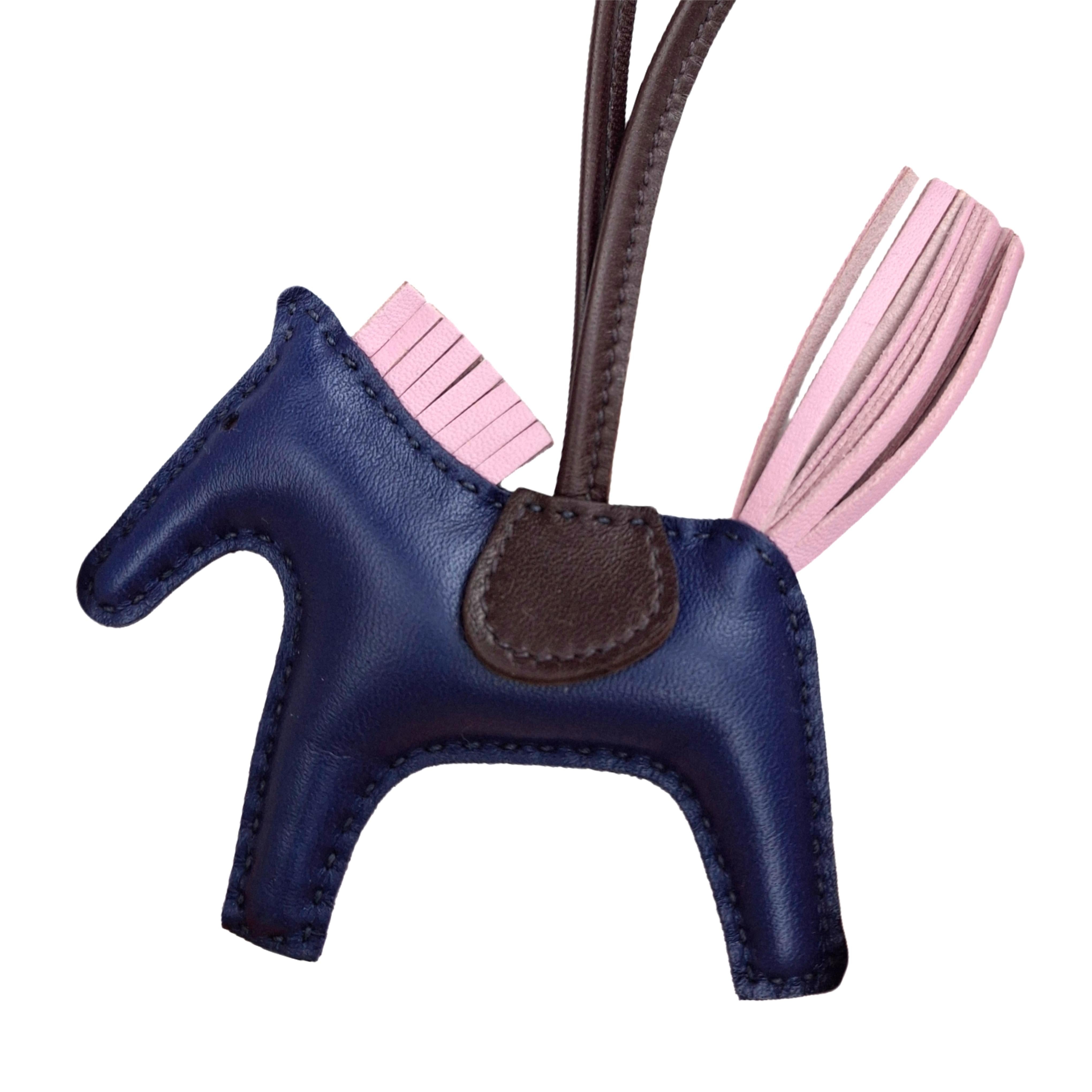 HERMÈS Rodeo Pegase PM Bag Charm (Navy/Pink/Brown) Z stamp