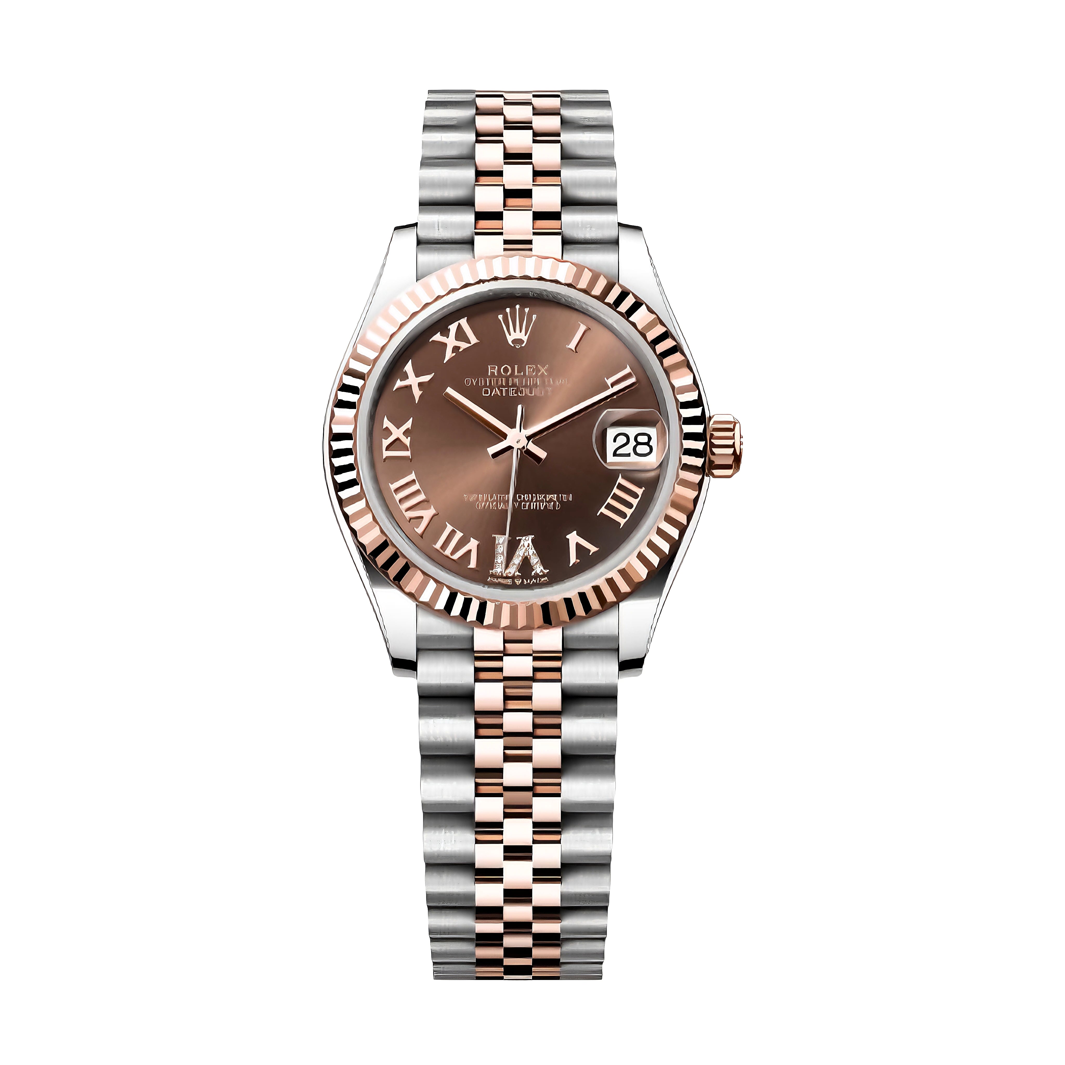 Rolex 278271 Datejust 31 with Oystersteel and Everose gold, Chocolate diamond-set dial, Jubilee Bracelet