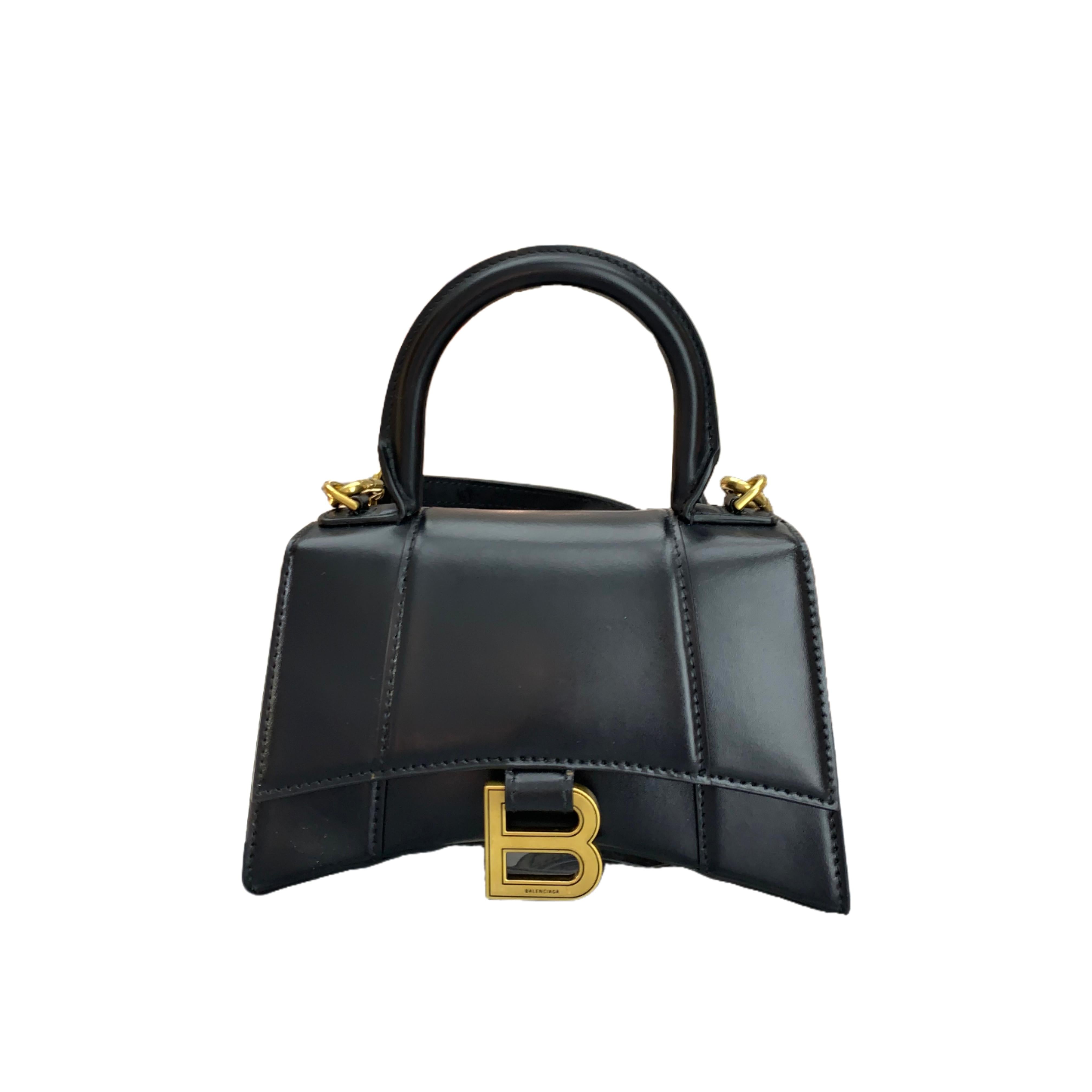 Balenciaga Hourglass Small Handbag Embossed in Black