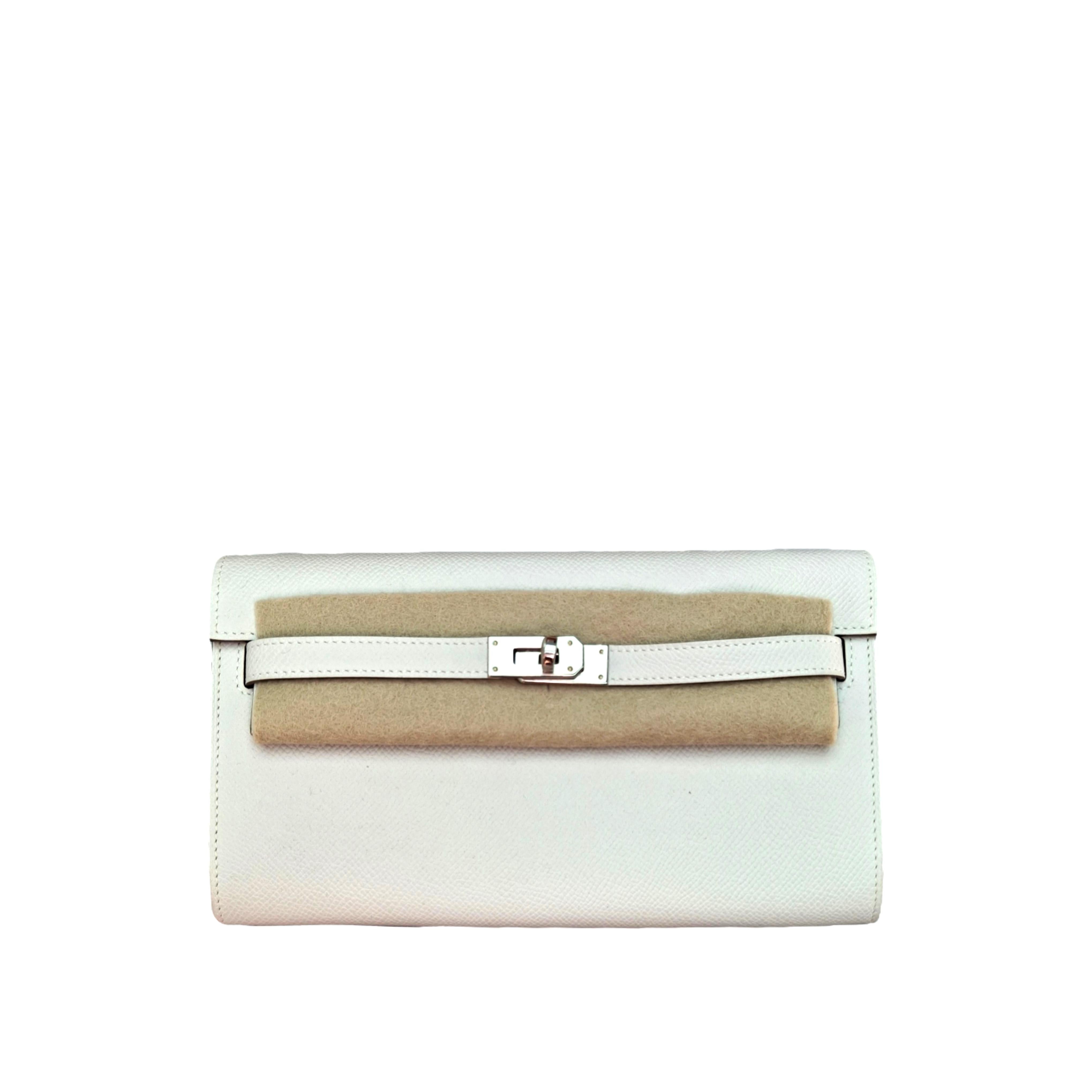 HERMÈS Kelly to go Wallet Epsom Leather SHW Nata (White) B Stamp