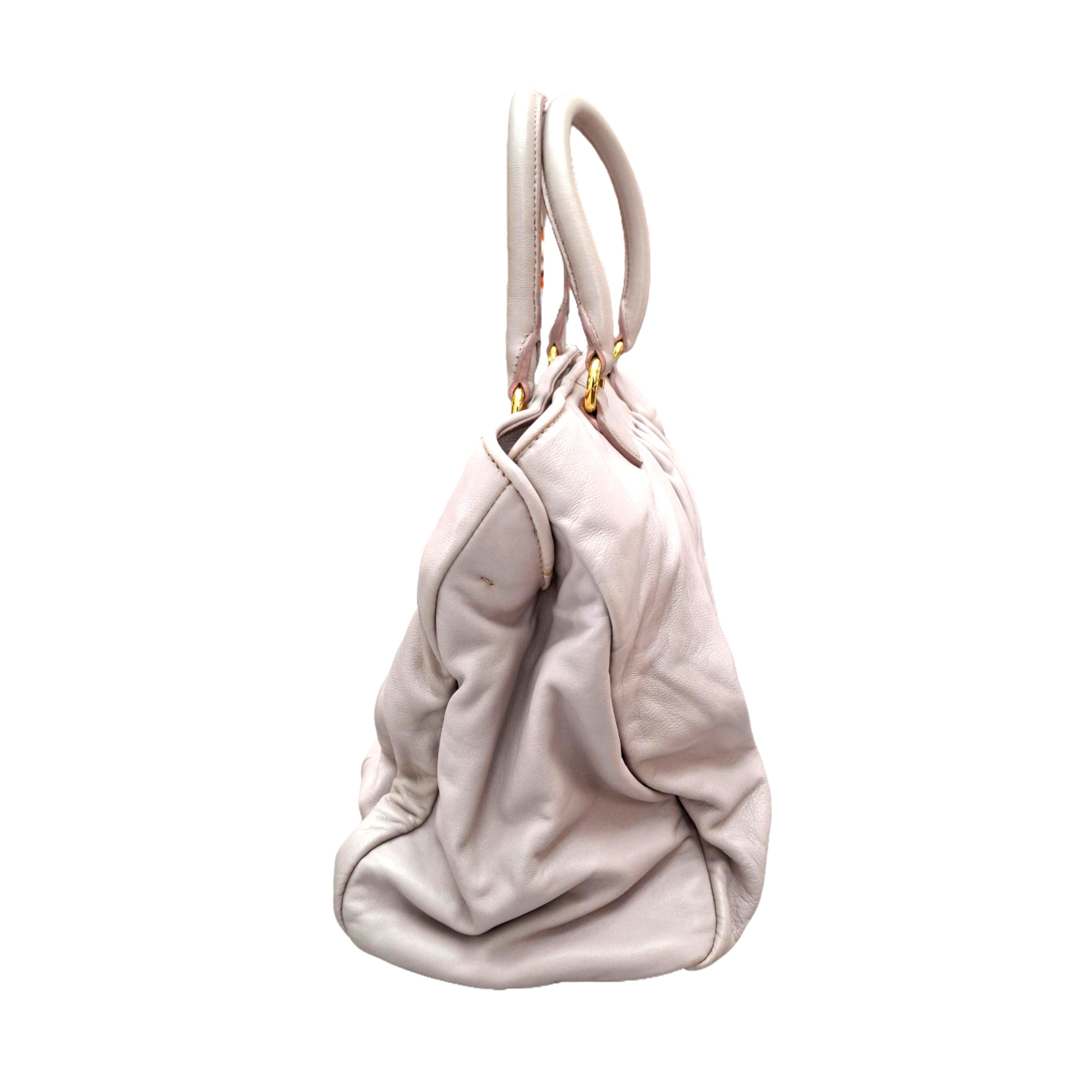 MIU MIU shine Calfskin shopping Tote Bag in Nude Pink (Vintage)