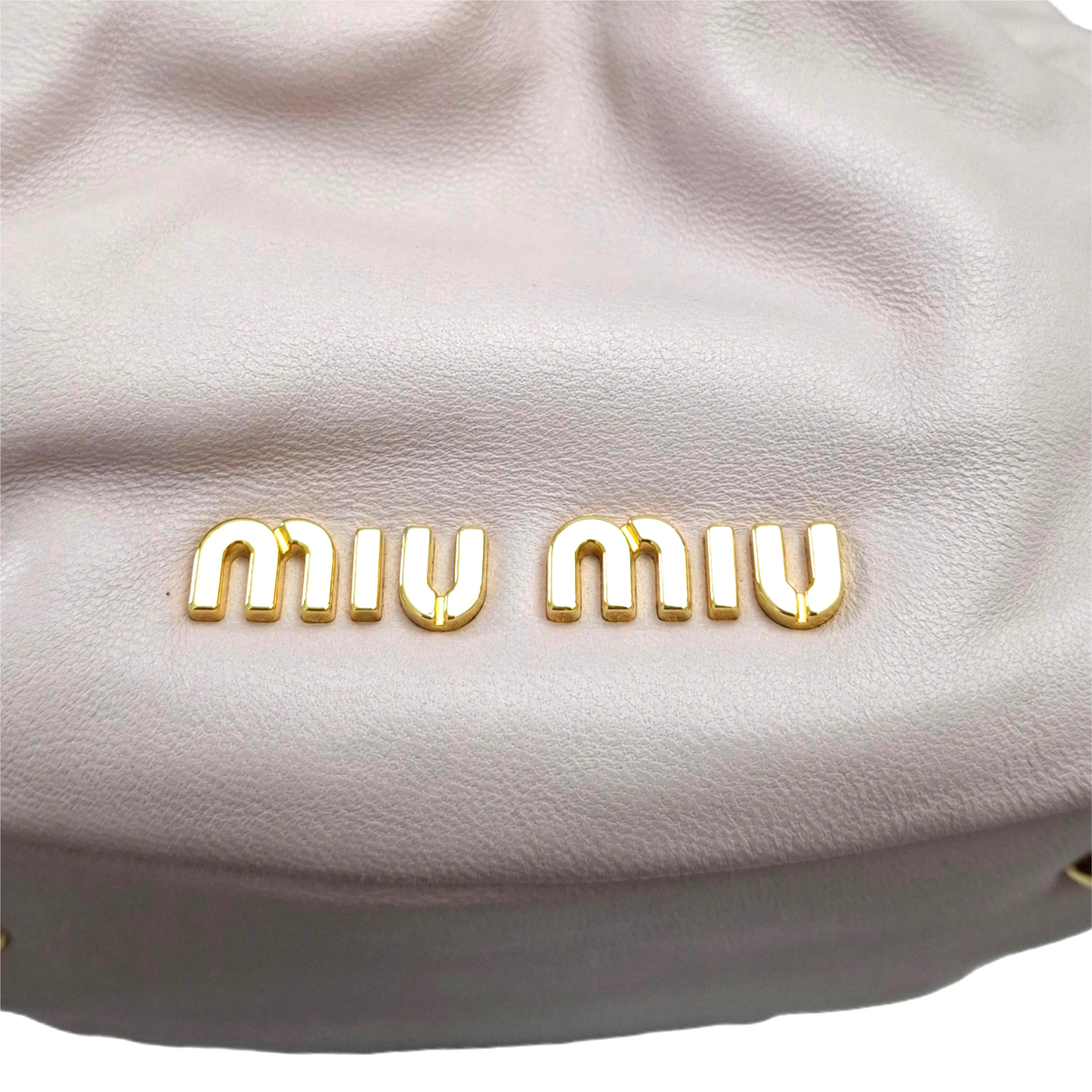 MIU MIU shine Calfskin shopping Tote Bag in Nude Pink (Vintage)