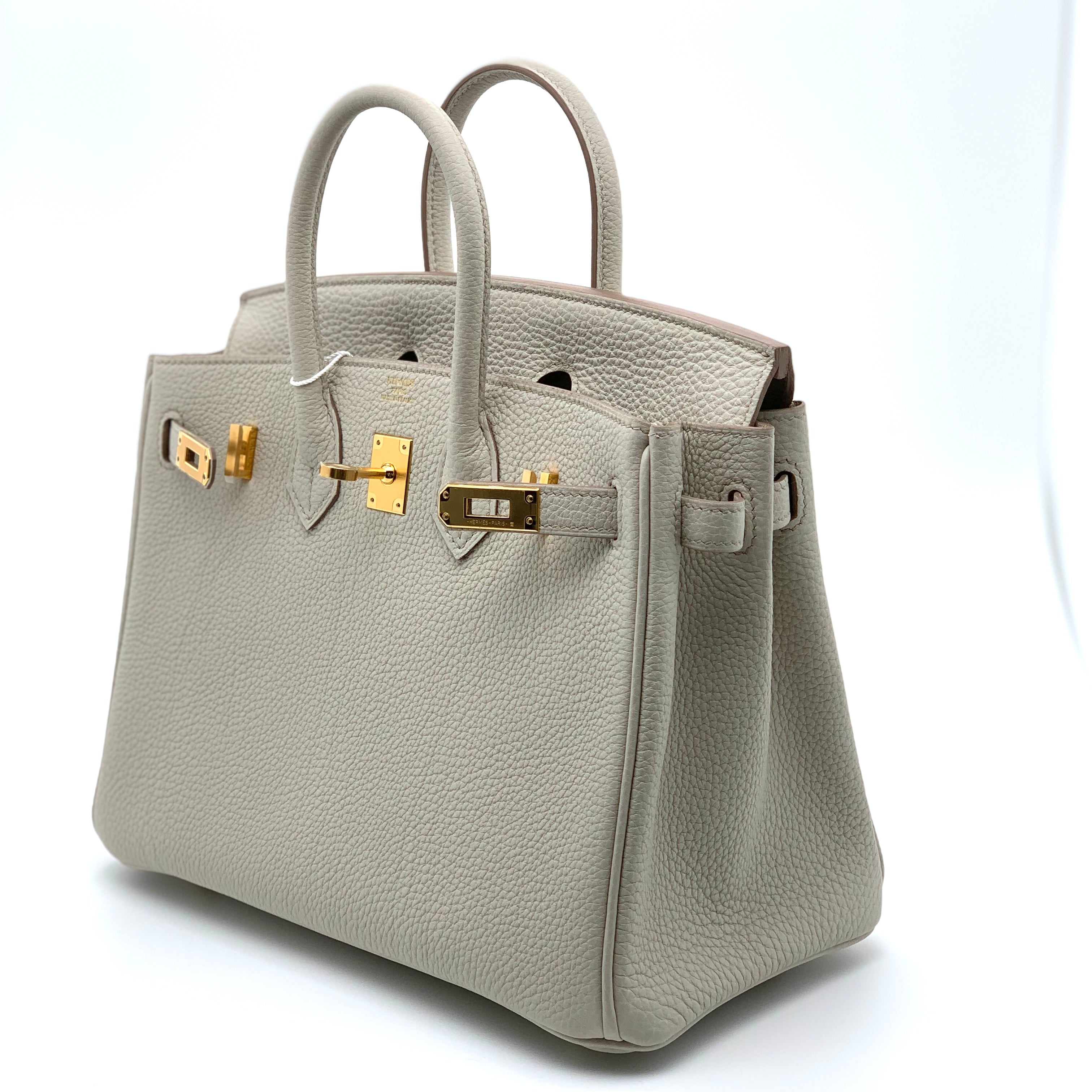 HERMÈS birkin 25 Togo Leather GHW in Beton (Glacier White) U Stamp