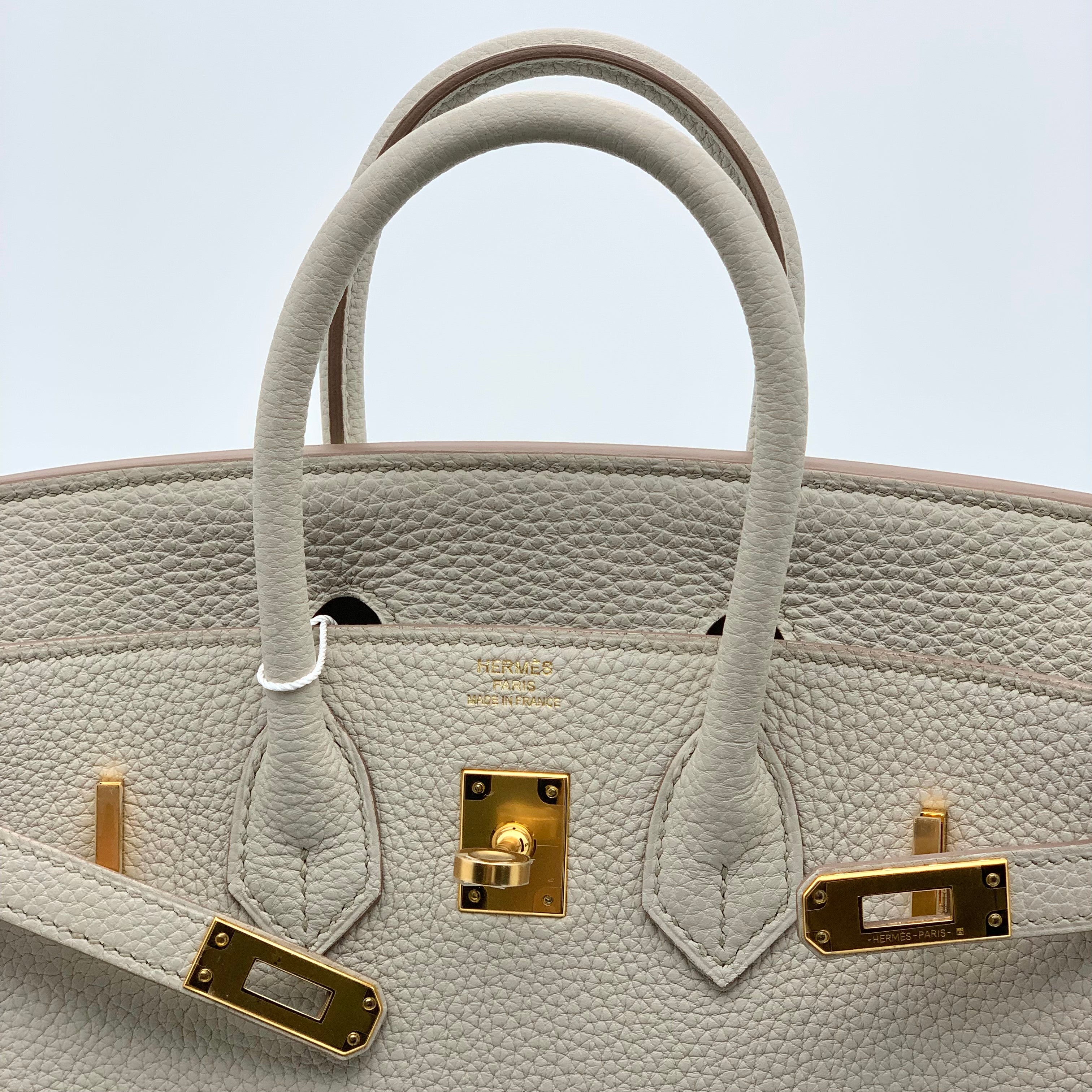 HERMÈS birkin 25 Togo Leather GHW in Beton (Glacier White) U Stamp