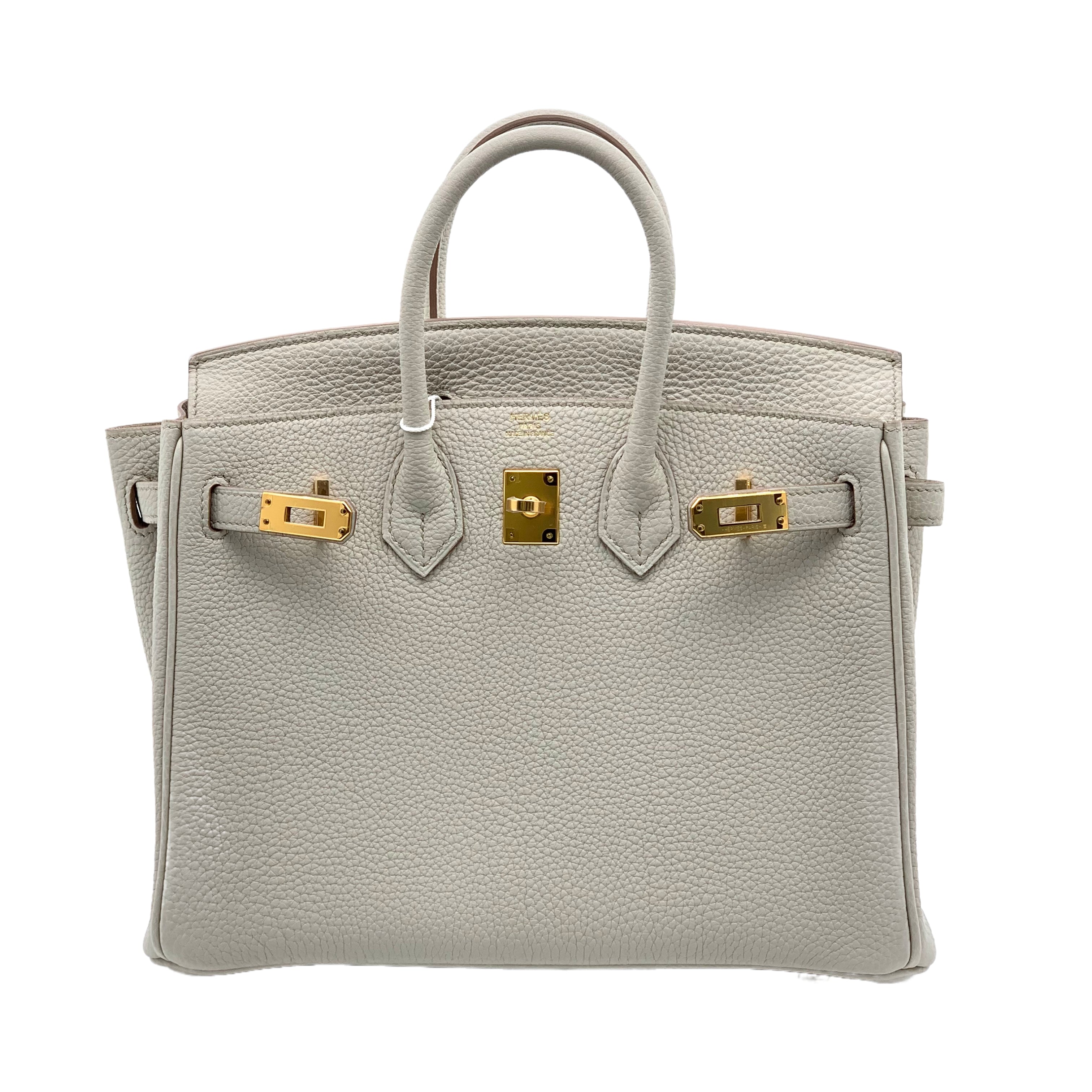 HERMÈS birkin 25 Togo Leather GHW in Beton (Glacier White) U Stamp