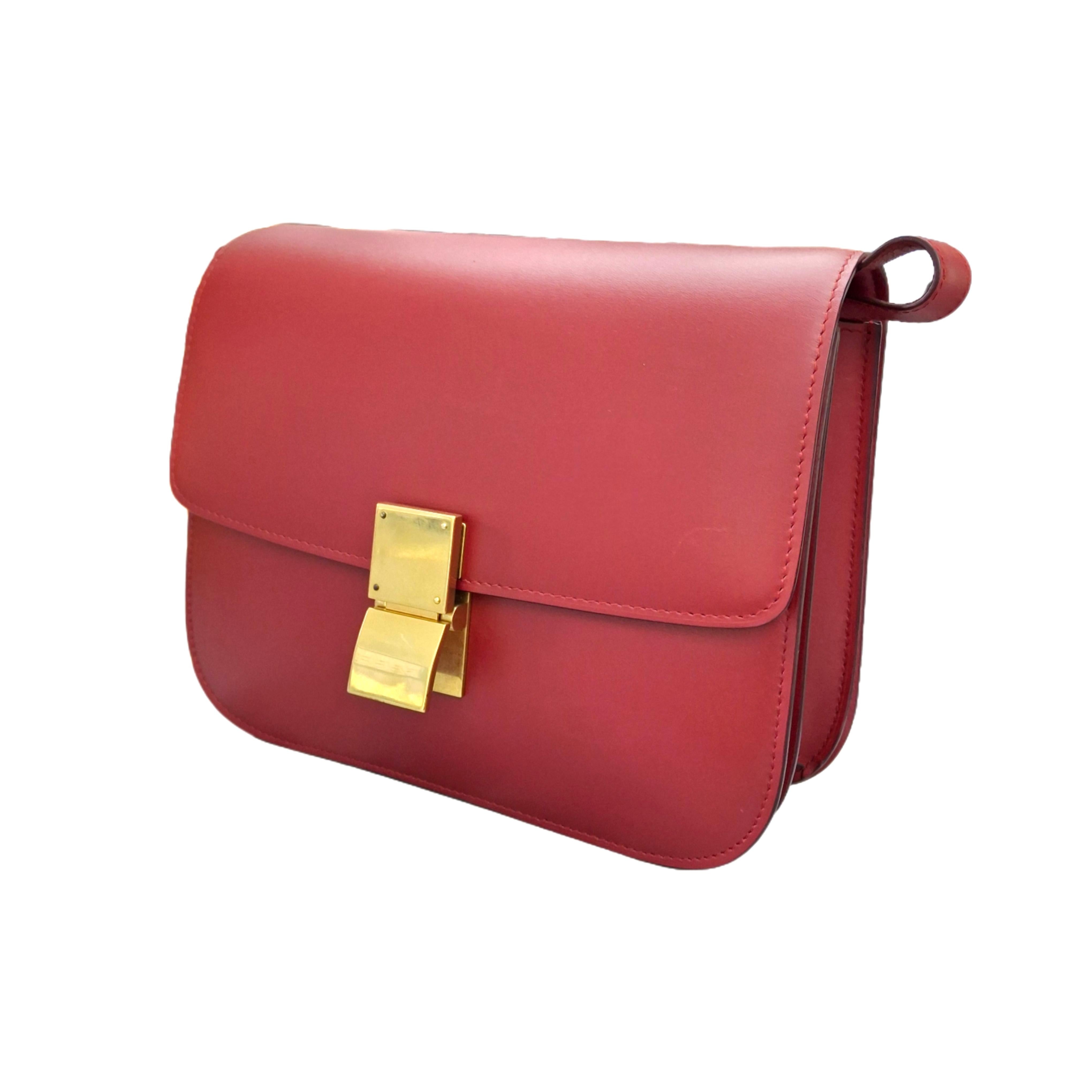 CELINE Medium Classic Calfskin Box (Red)