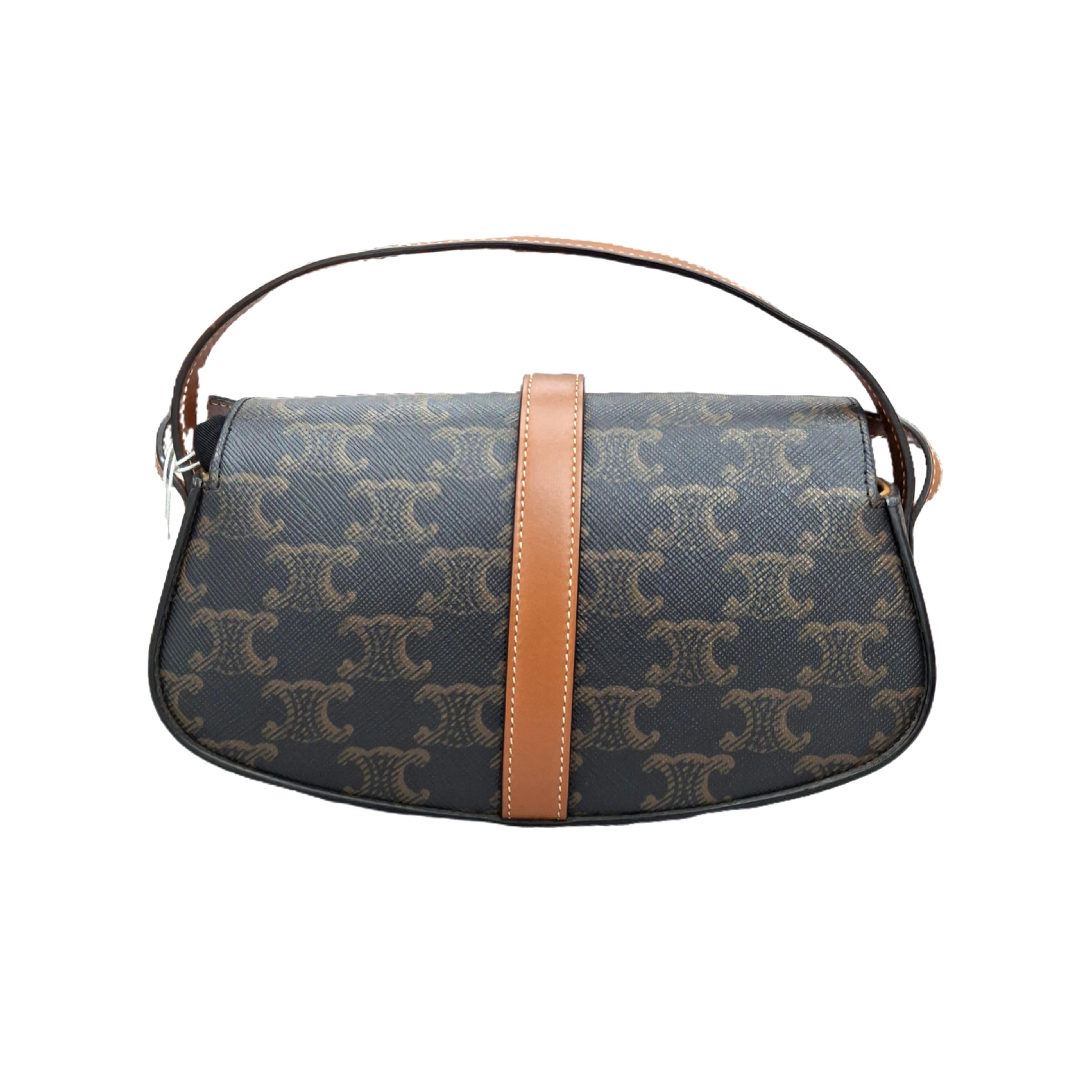 CELINE On Strap Tabou in Triomphe Canvas and Calfskin (Tan)