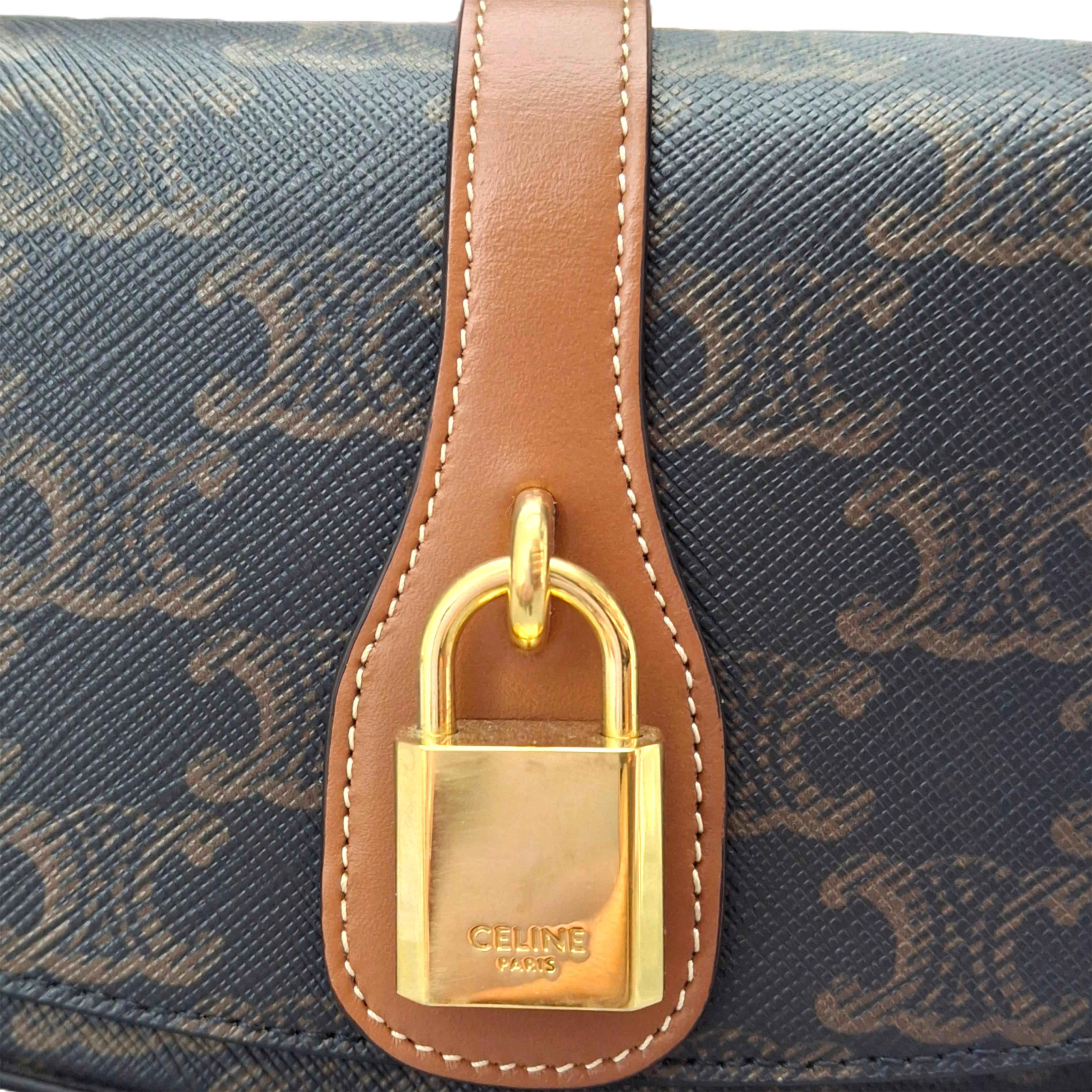 CELINE On Strap Tabou in Triomphe Canvas and Calfskin (Tan)