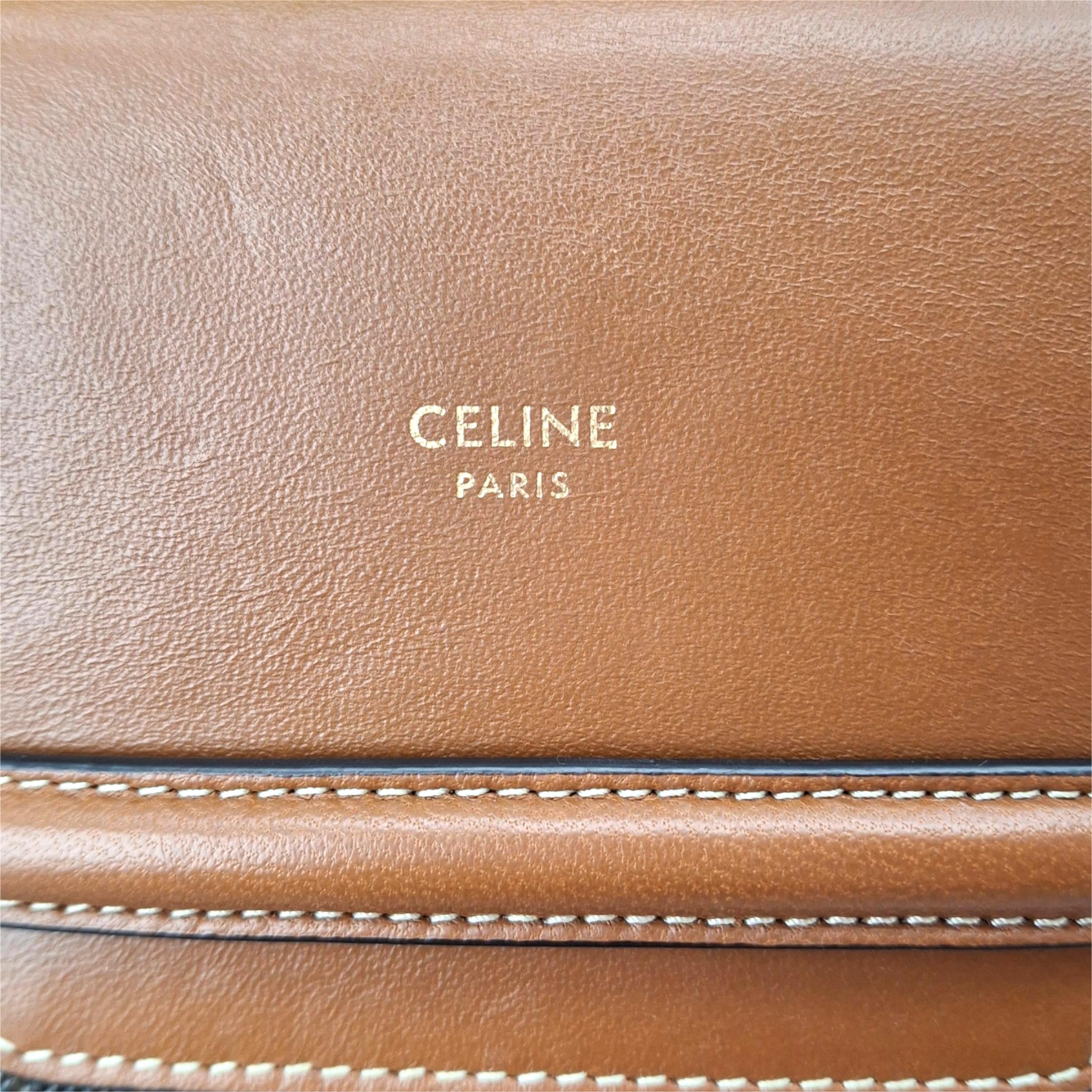 CELINE Phone Pouch with Flap in Triomphe Canvas and Lambskin