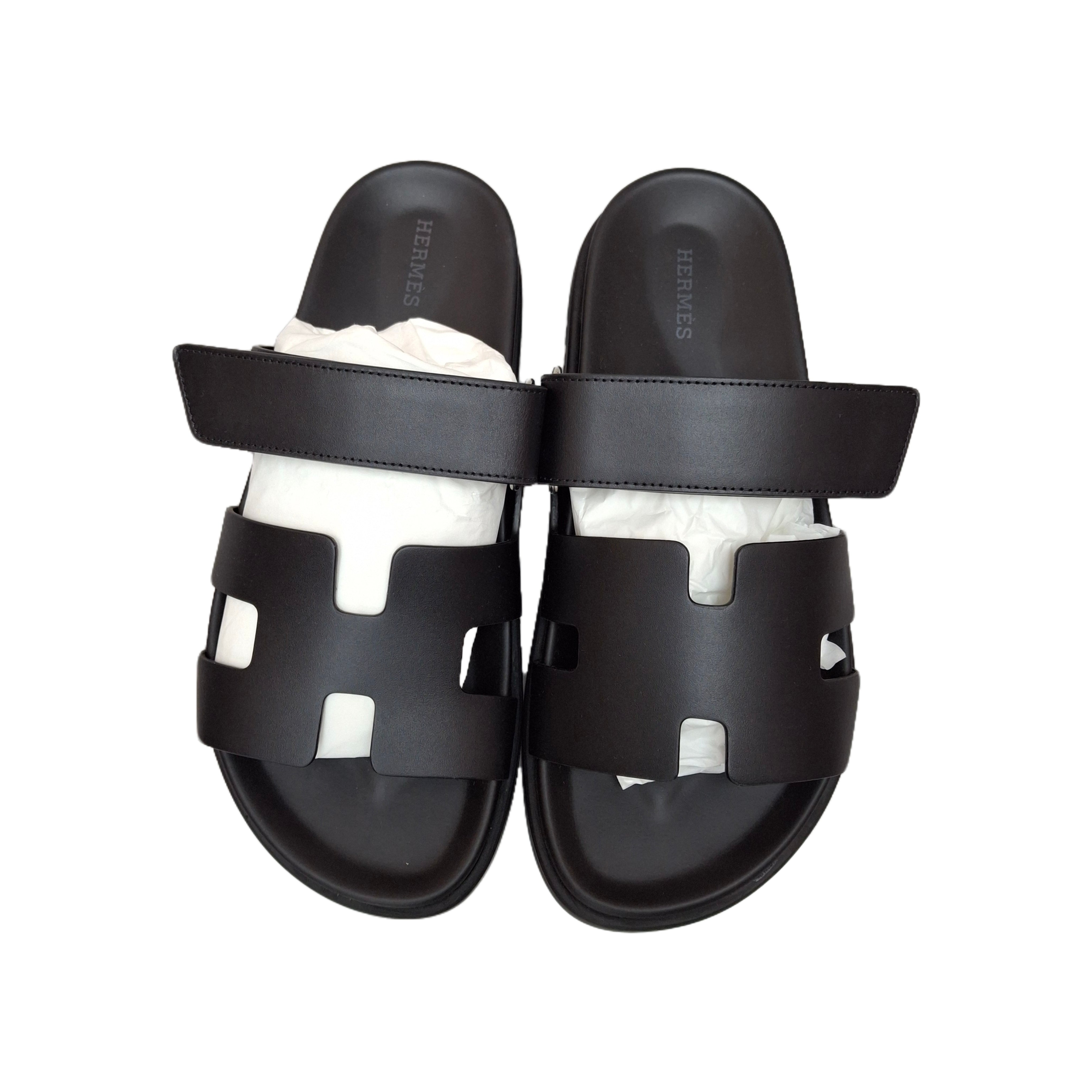 HERMÈS Chypre sandal (Black) 39.5