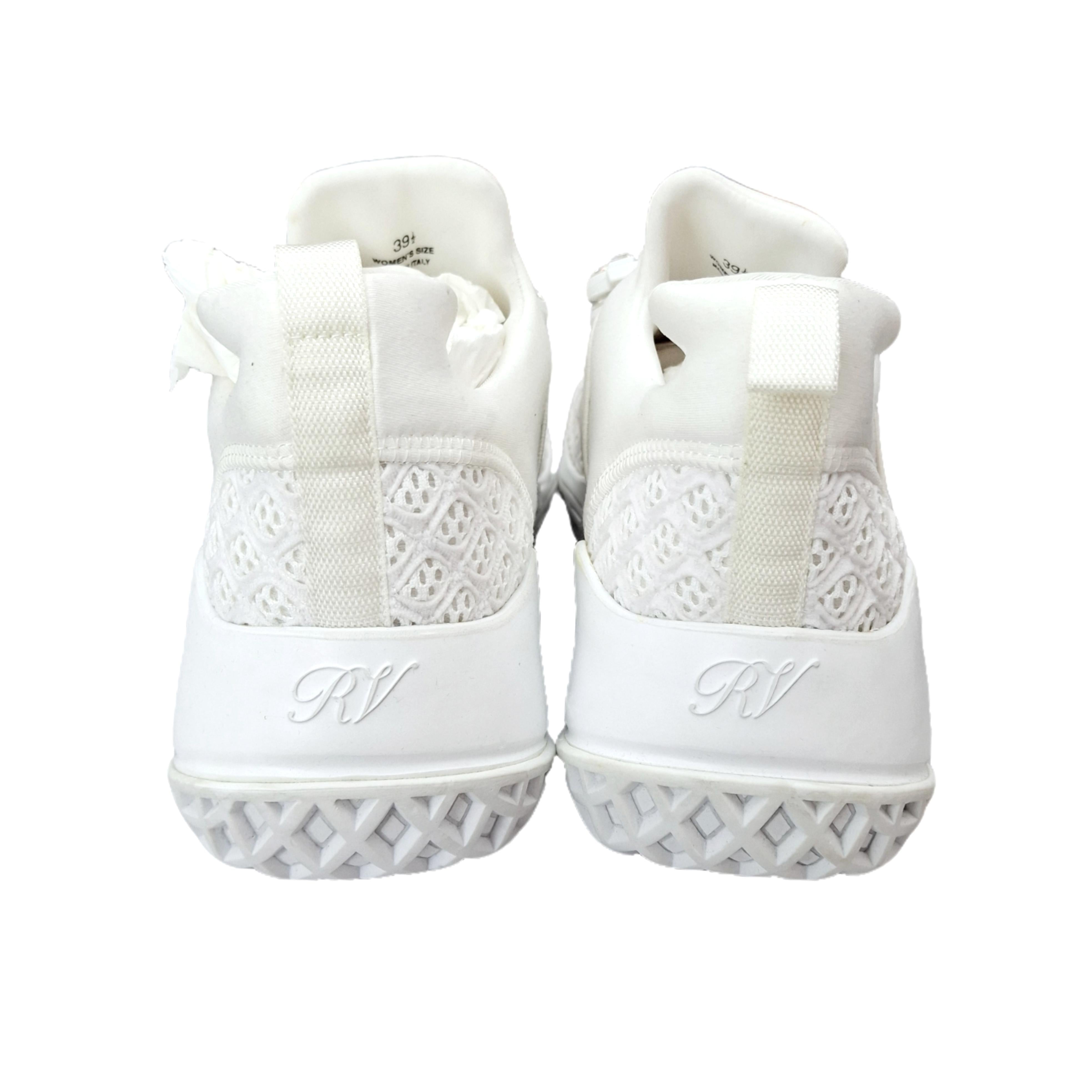 Roger Vivier Viv' Run Strass Buckle Sneakers in Technical Fabrics (White) 39.5