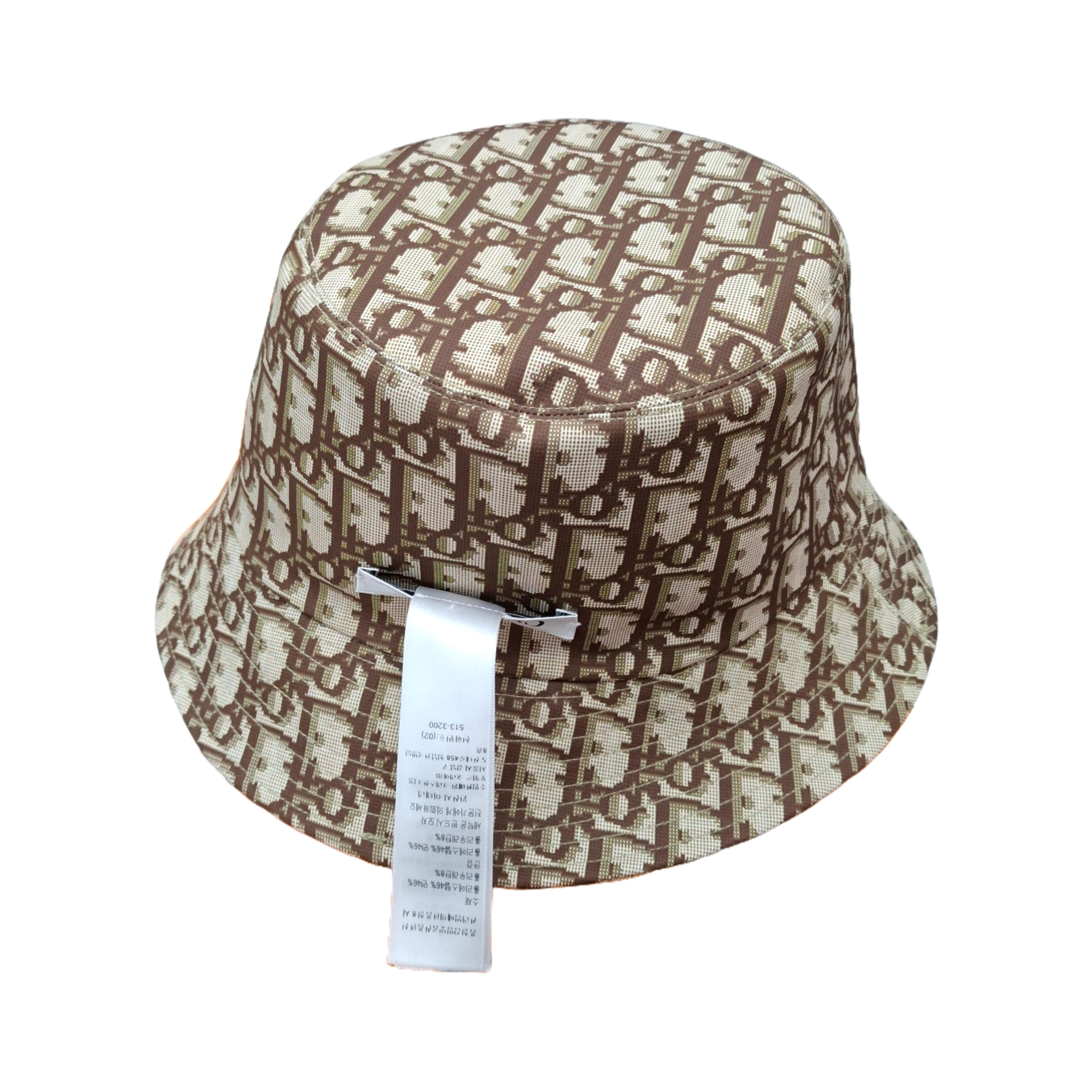 DIOR Oblique Bucket Hat Beige and Brown Size 57