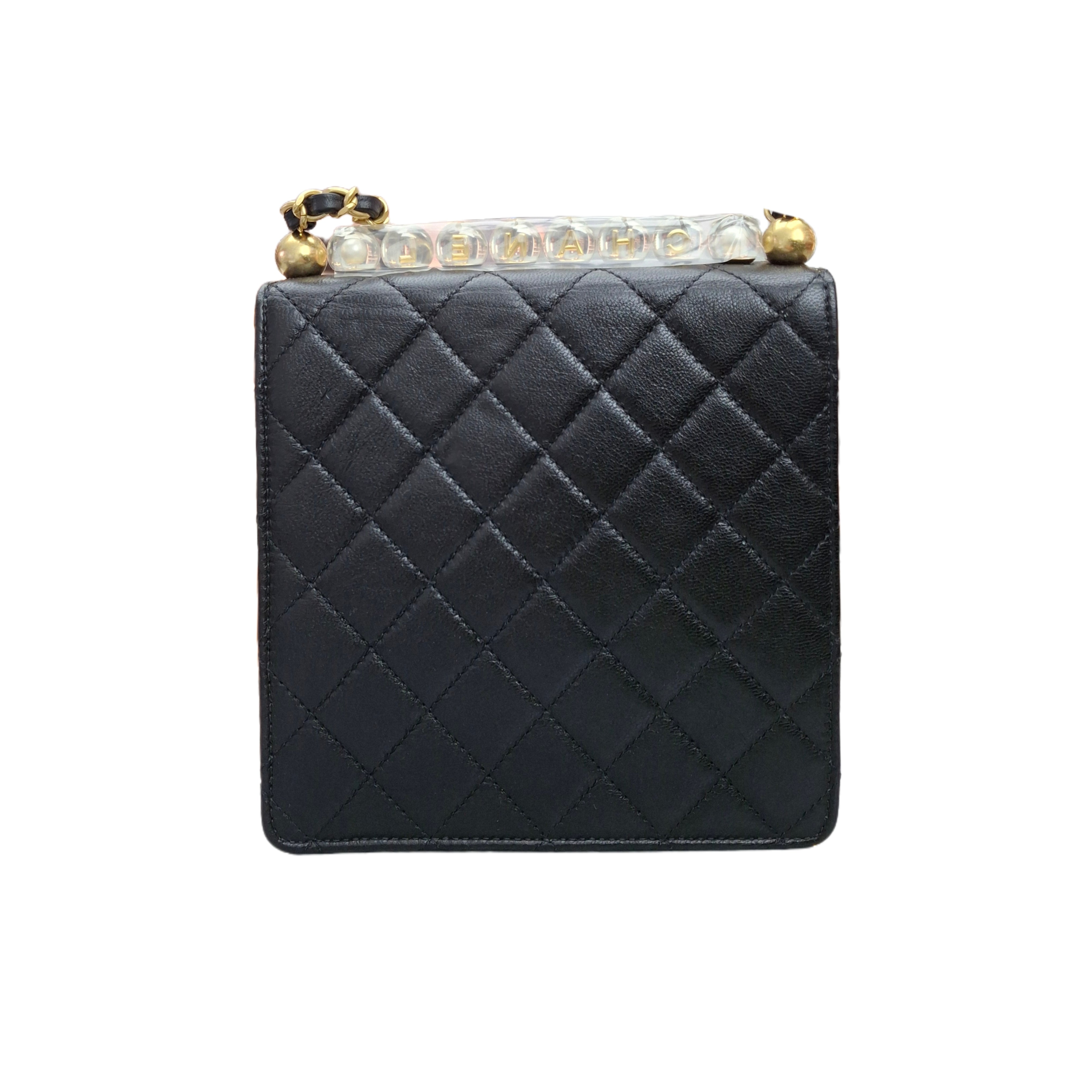 CHANEL Mini Chic Vertical Pearls Flap Bag (Transparent Chanel decorate)