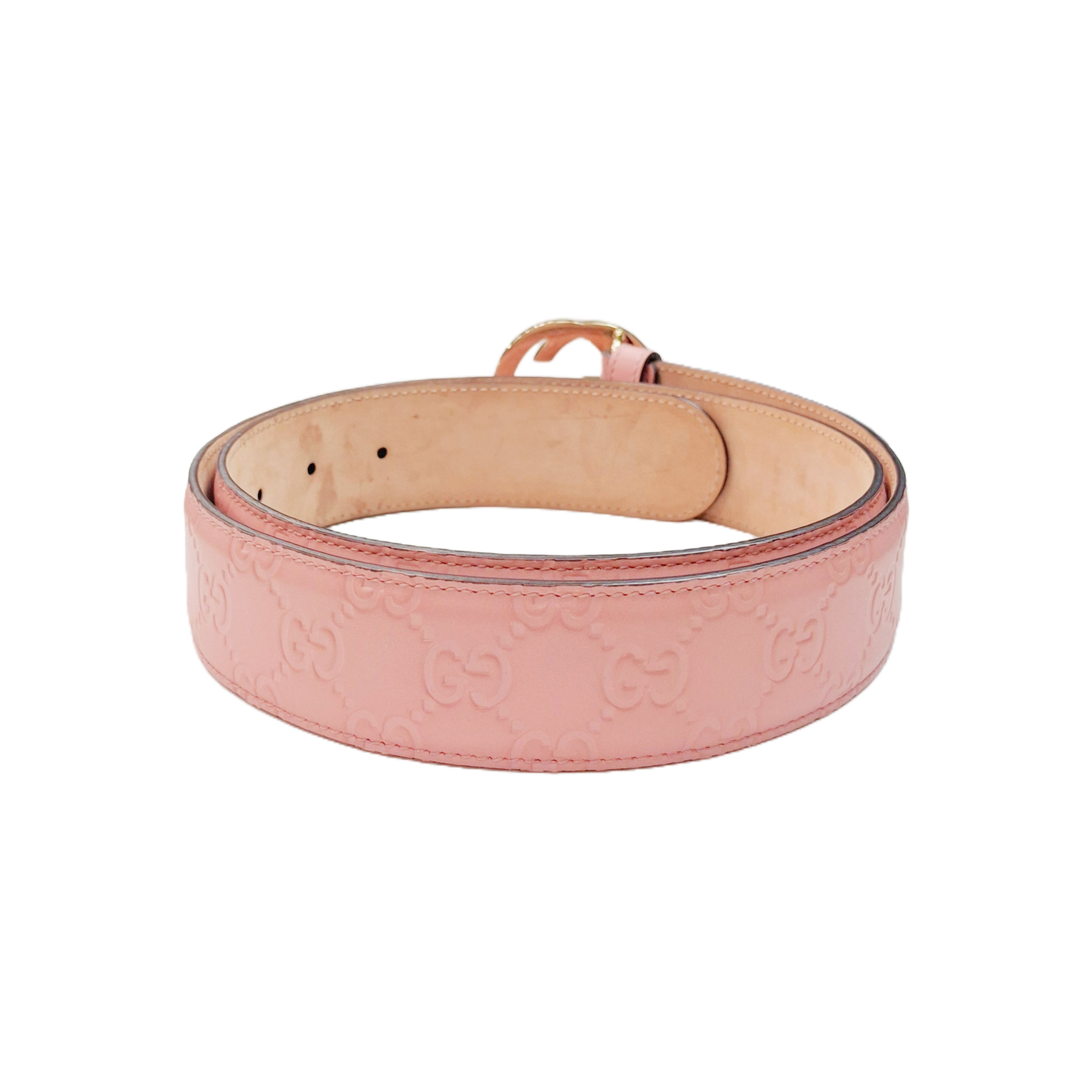 GUCCI Logo Plaque Buckled Belt (Rose)