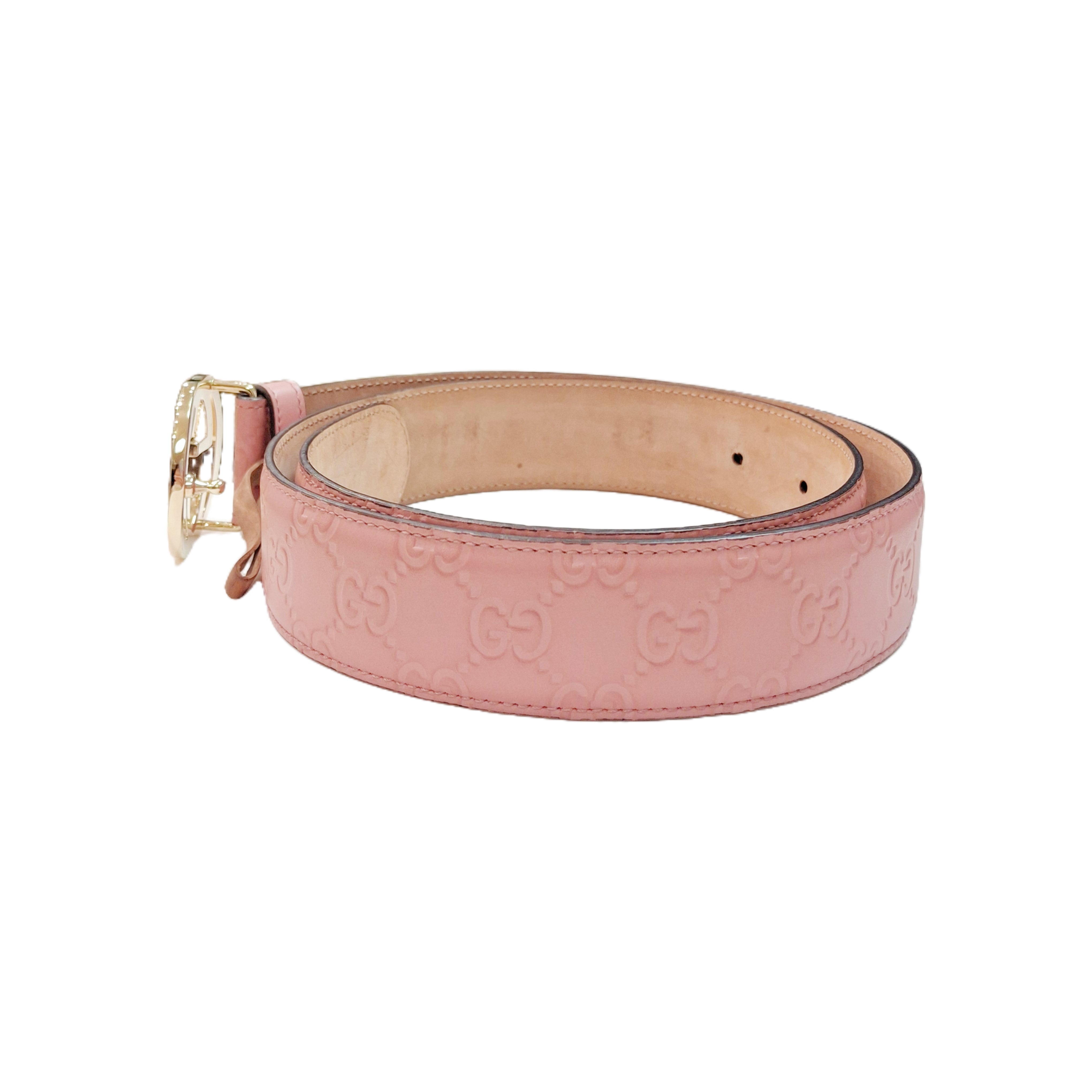 GUCCI Logo Plaque Buckled Belt (Rose)