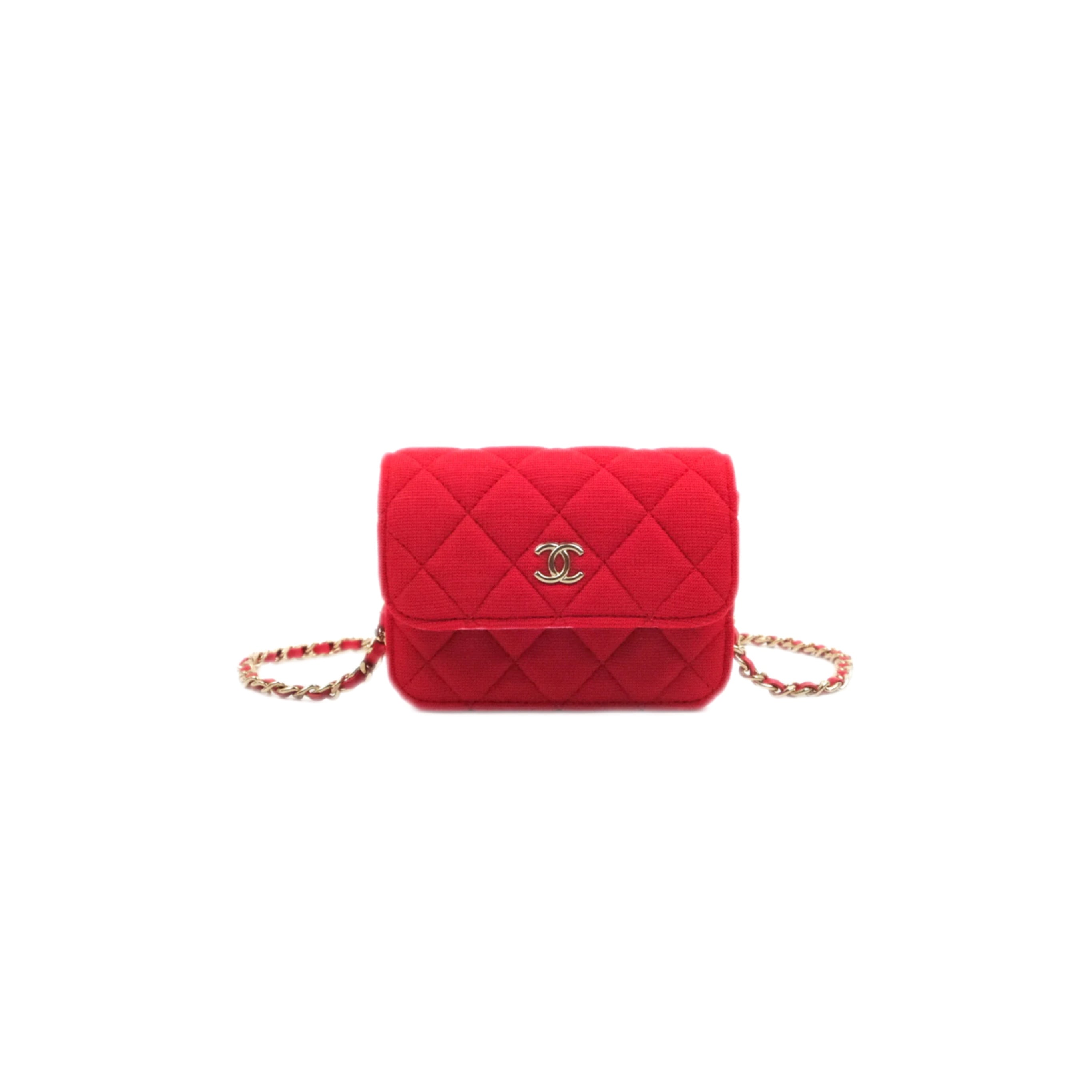 CHANEL Mini Clutch with Matelasse Coin Purse GHW (Red)