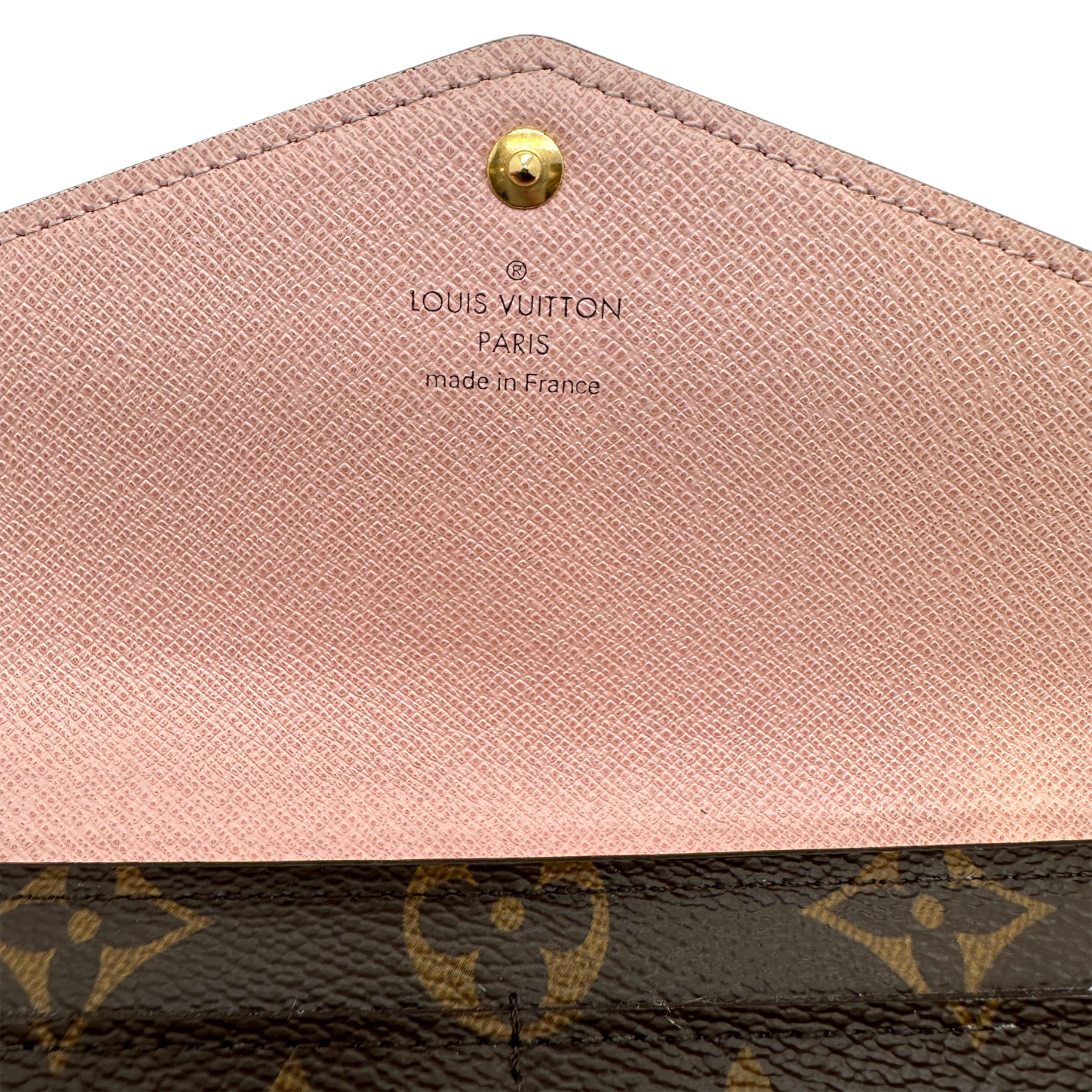 LOUIS VUITTON Sarah Wallet (Rose Ballerine and Monogram)