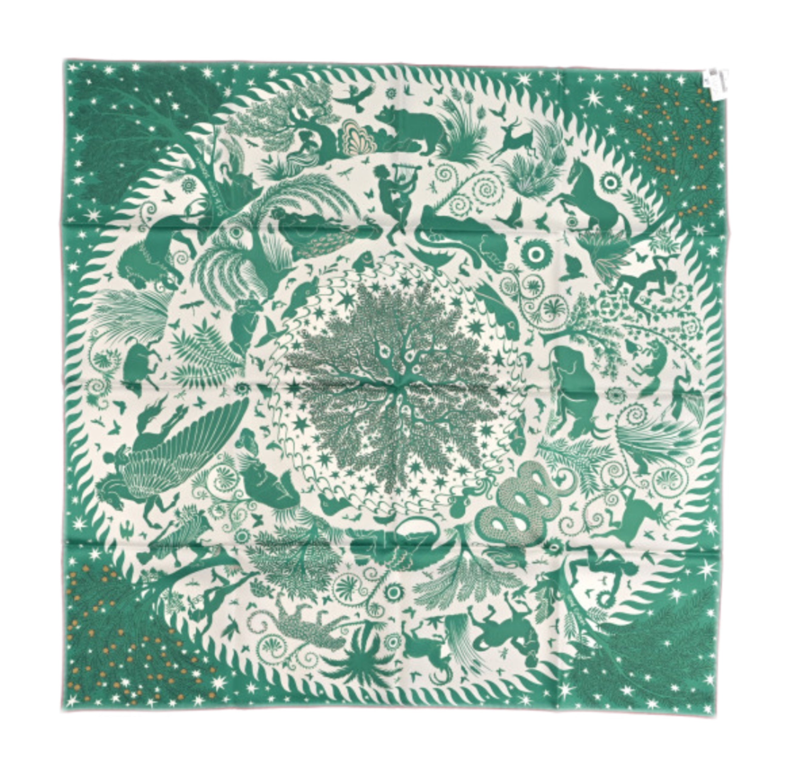 HERMÈS Sous le Charme d'Orphee double face scarf 90 (Green) Designed by Alice Shirley