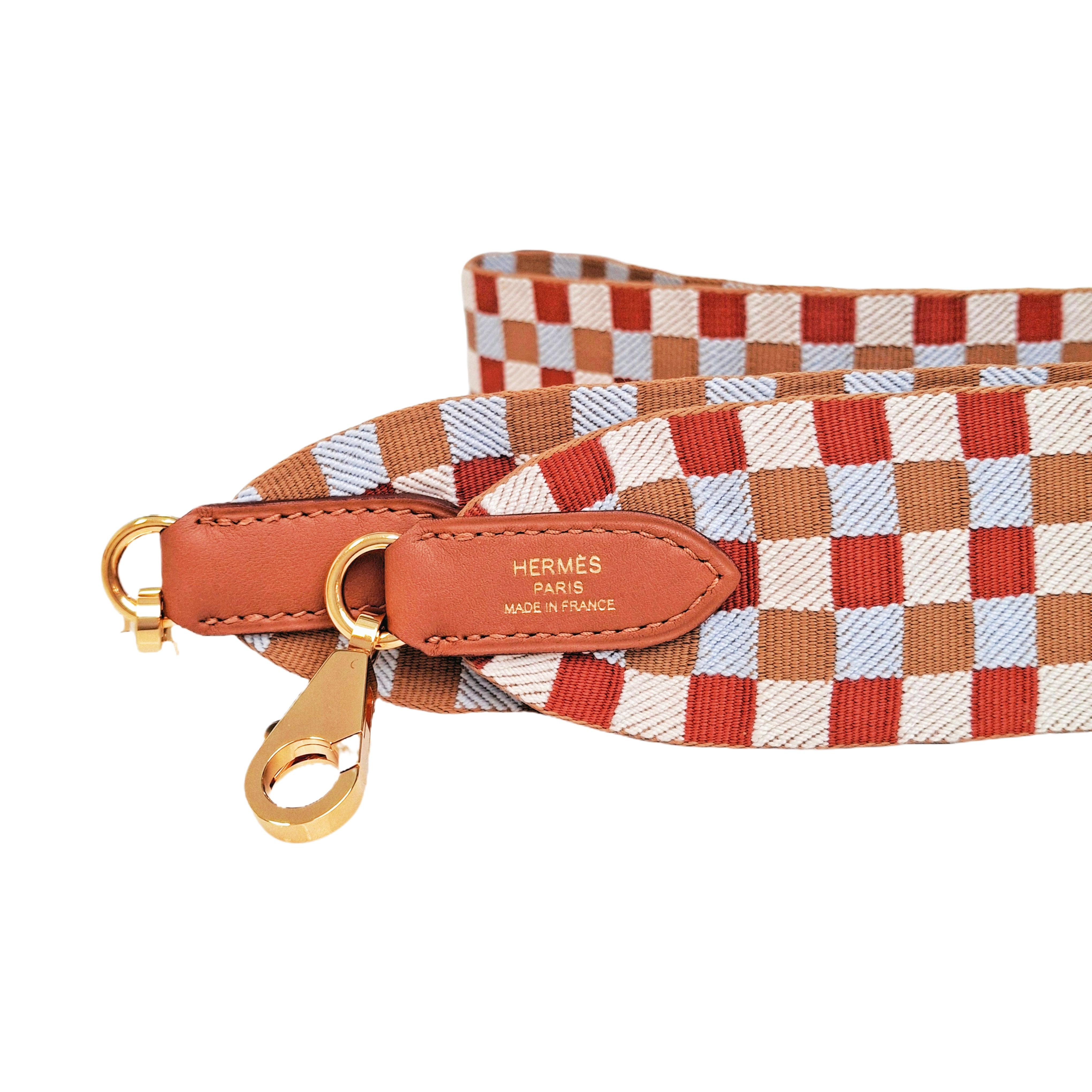 HERMÈS Maxi Quadrille 25 mm To Go bag strap (Orange)