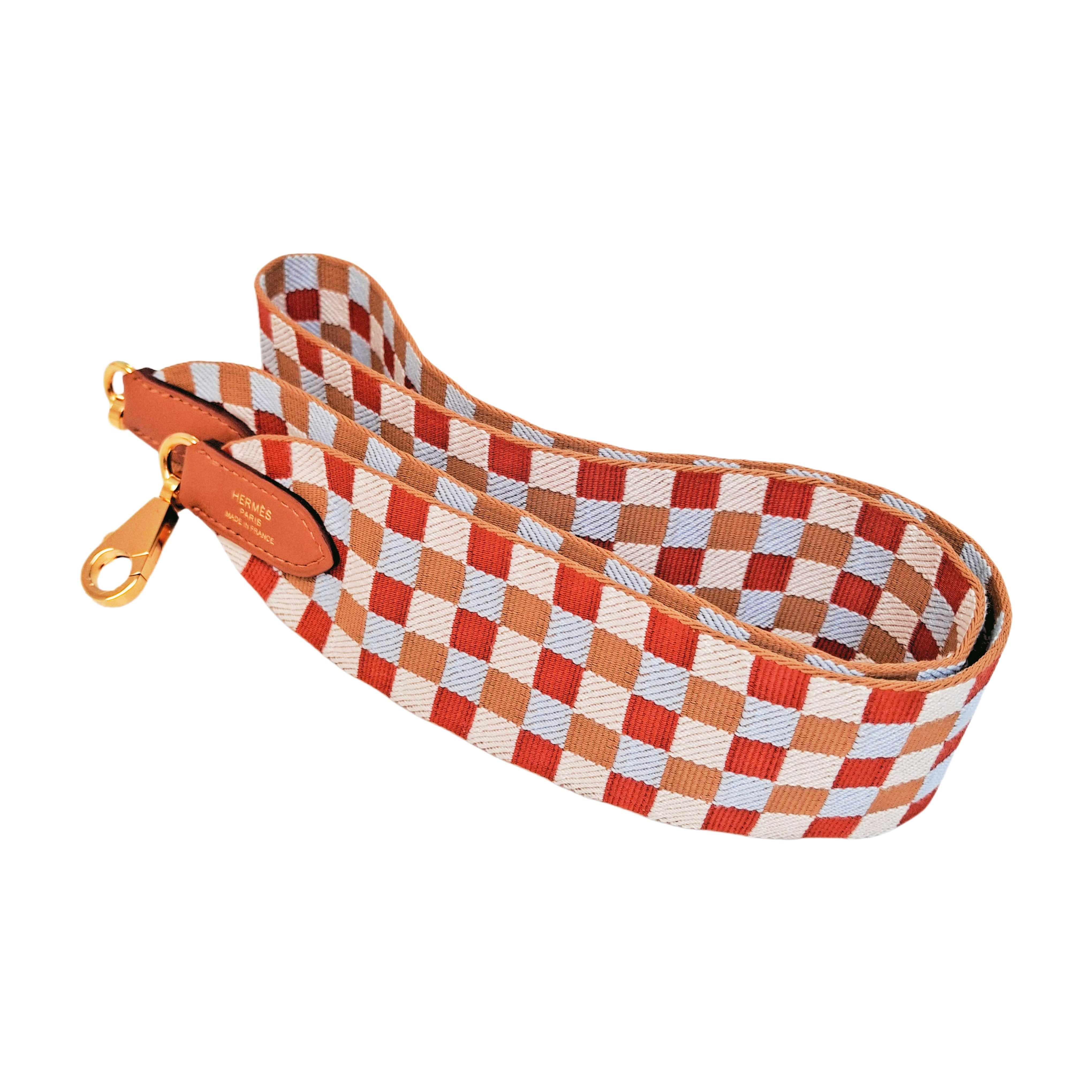 HERMÈS Maxi Quadrille 25 mm To Go bag strap (Orange)