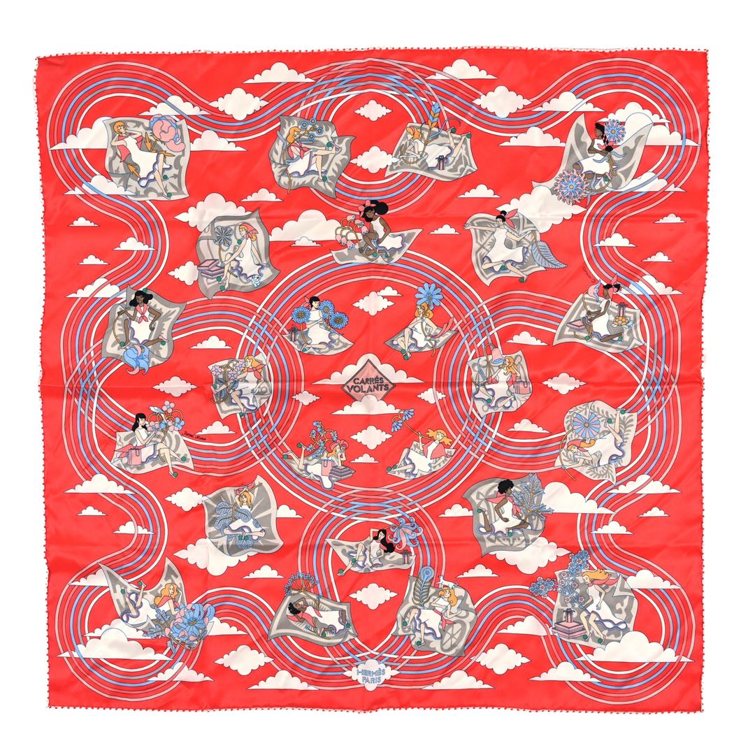 HERMÈS Silk Carres Volants Scarf 70 Grenadine (Red)