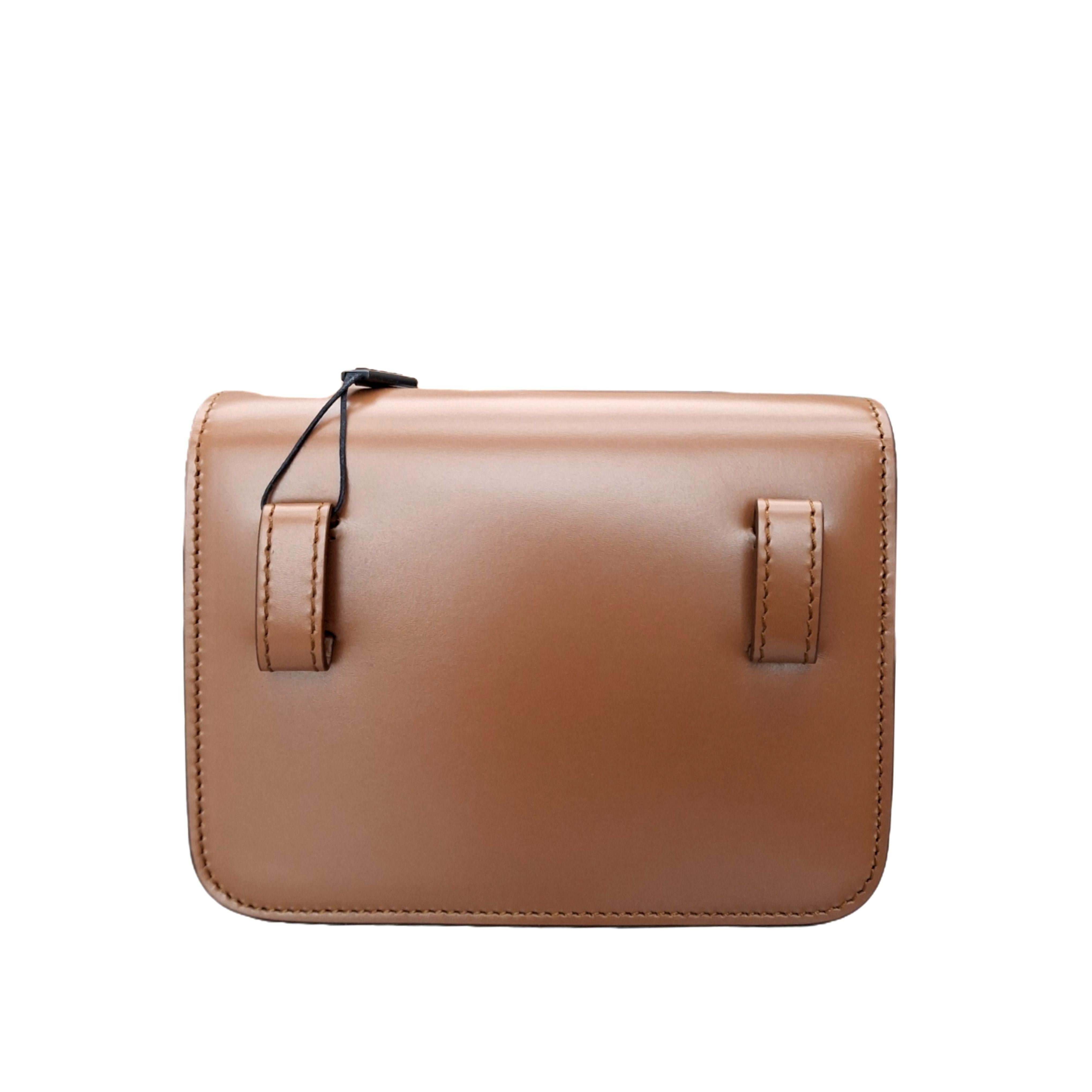 BURBERRY Small Leather TB Bag (Malt Brown)