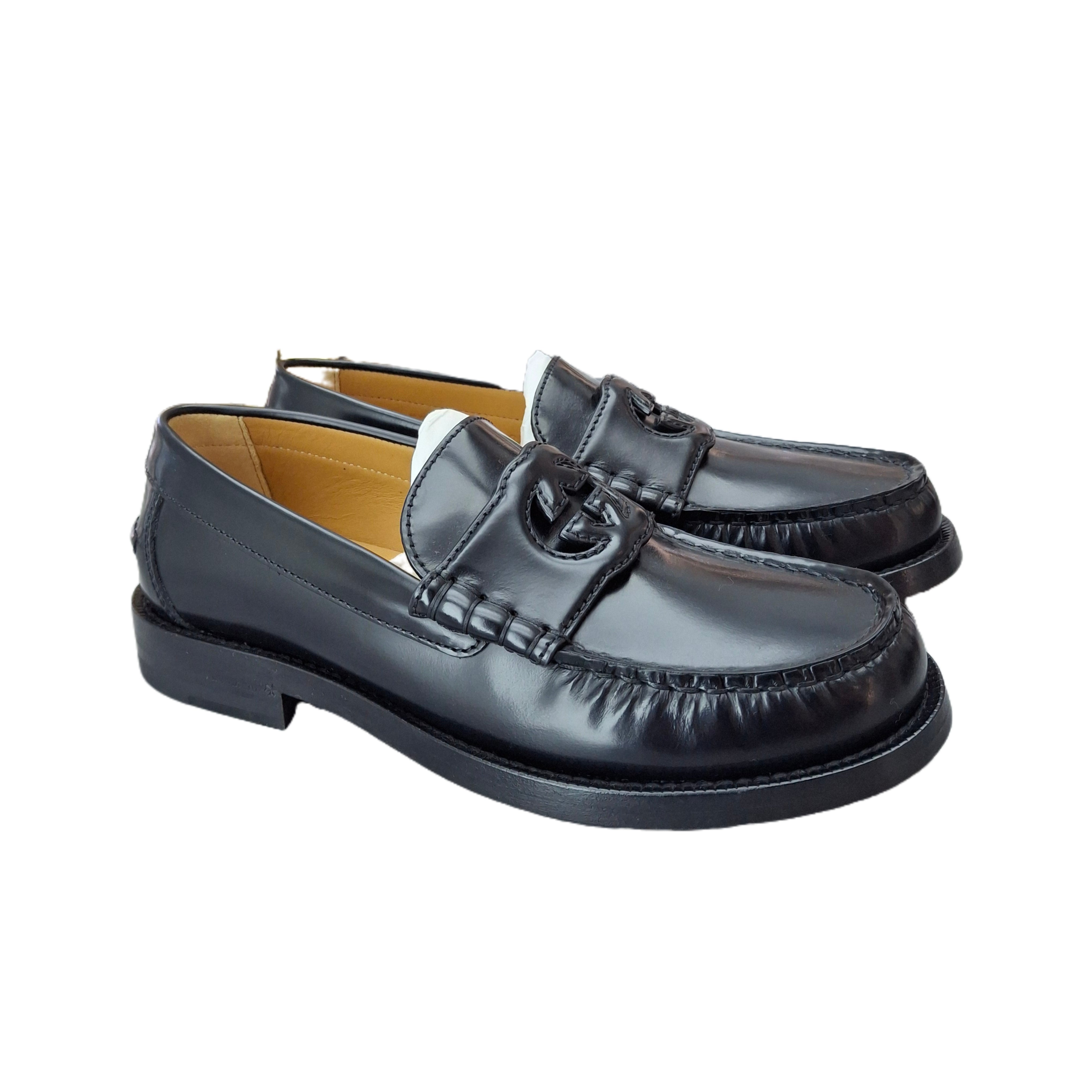 Gucci Interlocking G leather loafers (Black) 35