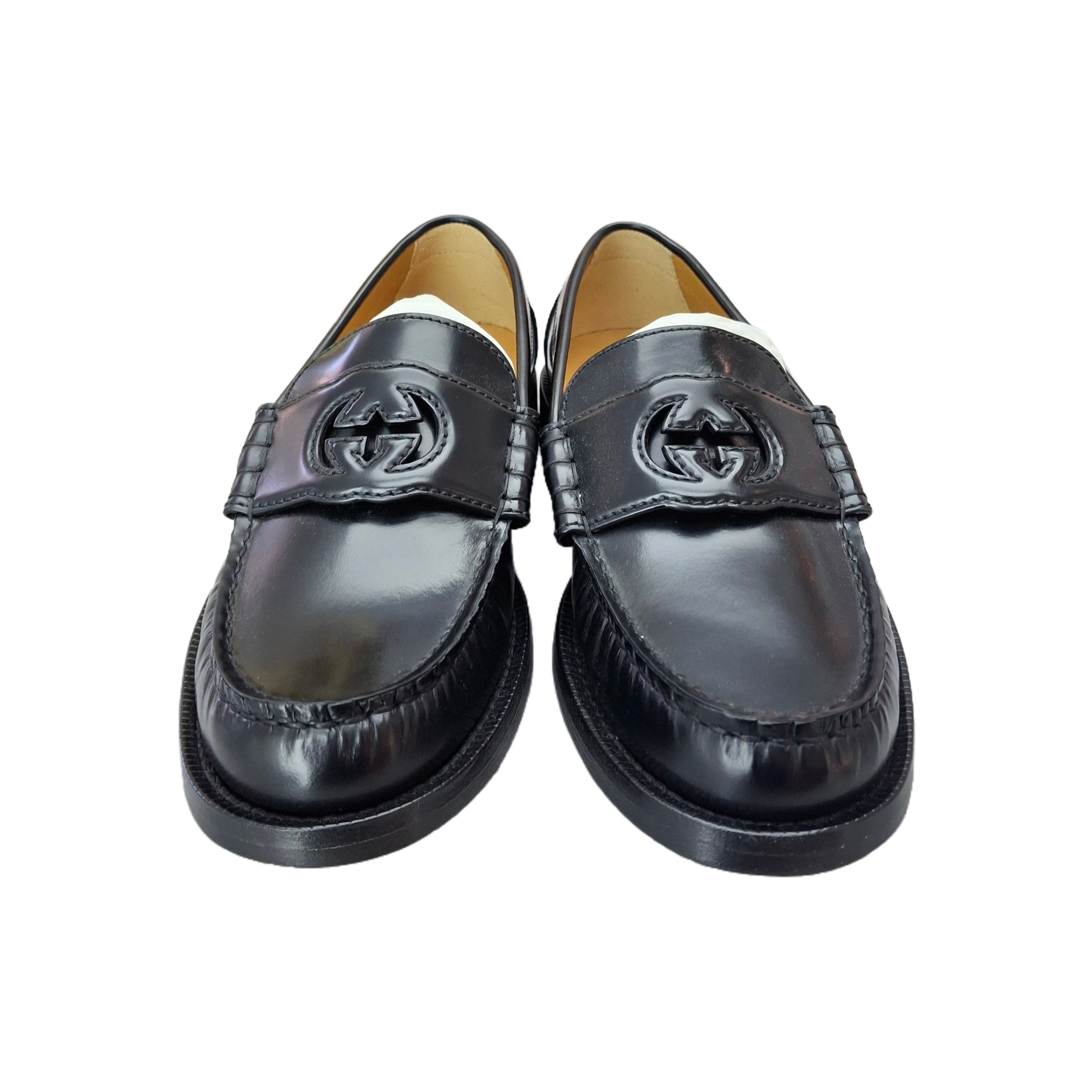 Gucci Interlocking G leather loafers (Black) 35