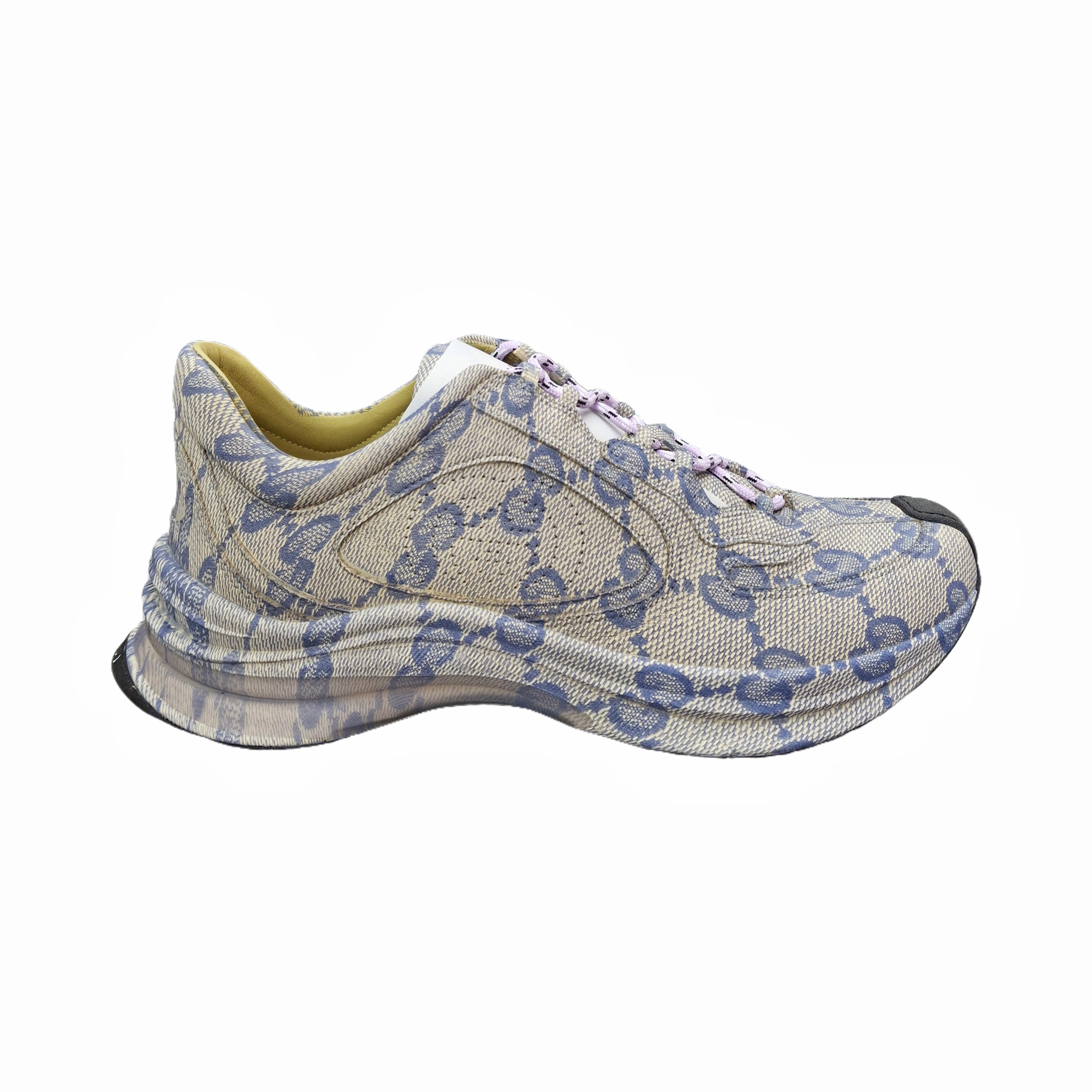 GUCCI GG Printed Monogram lace-up sneaker (Beige/Blue) 41