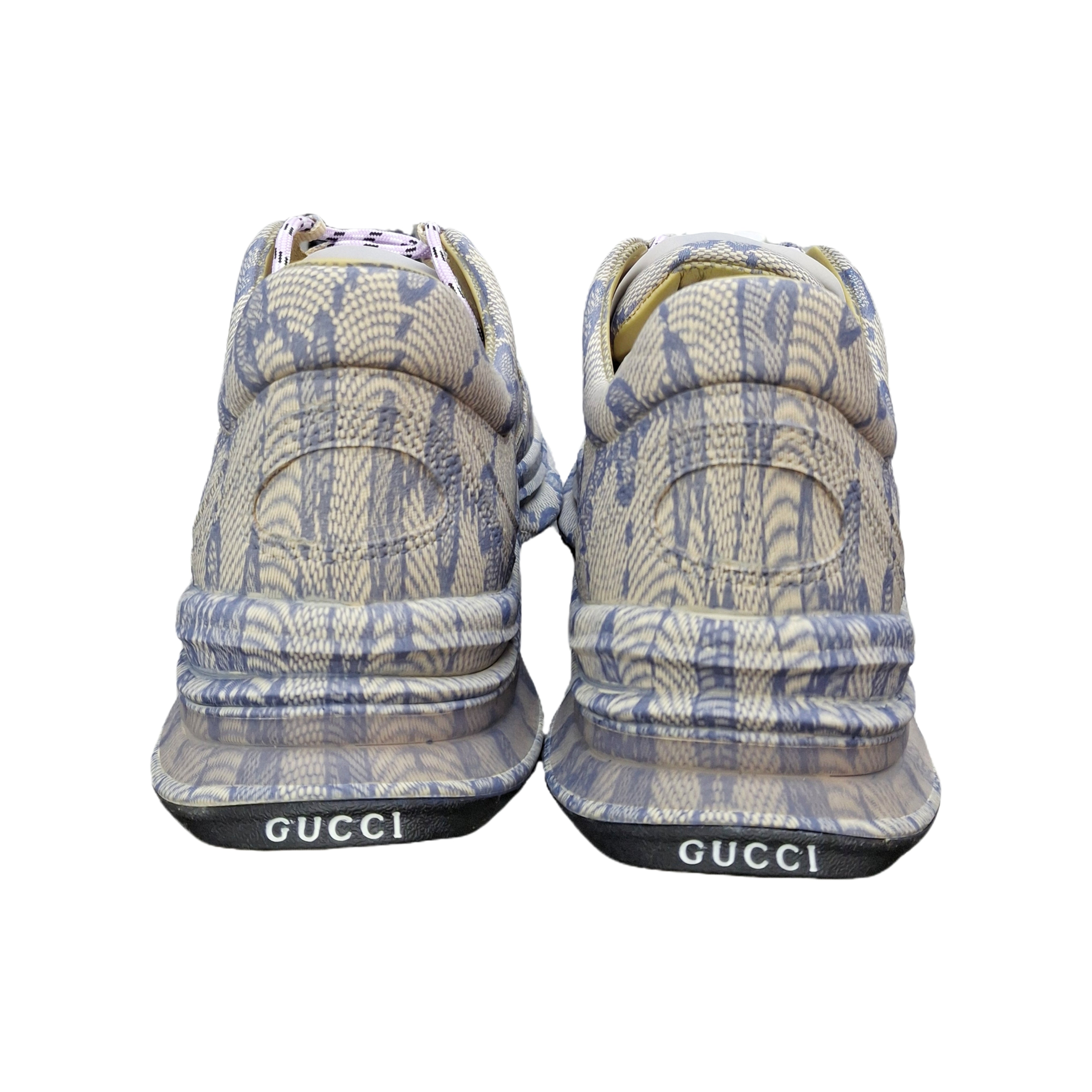 GUCCI GG Printed Monogram lace-up sneaker (Beige/Blue) 41