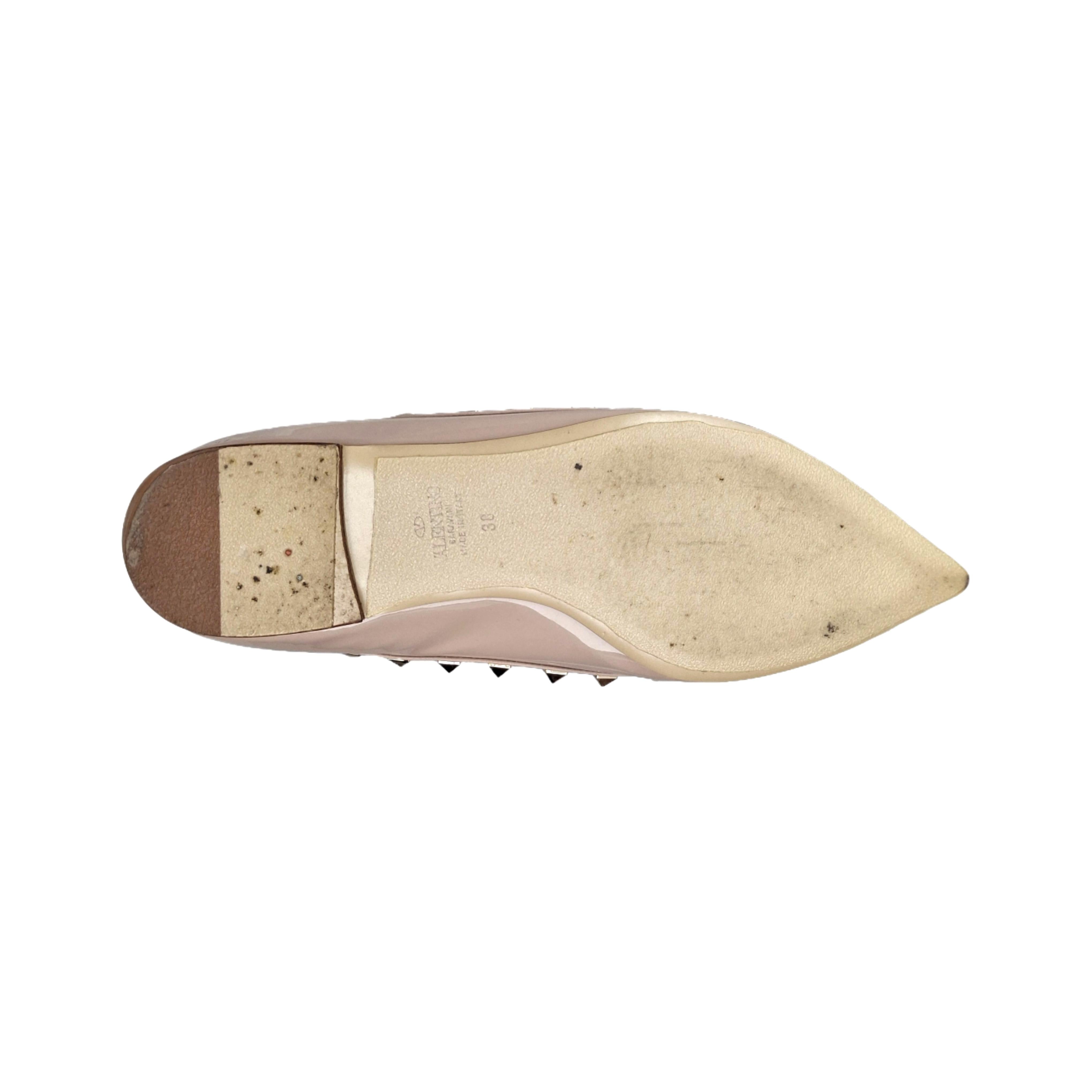 VALENTINO Patent Rockstud Ballerina Flats Poudre (Beige Pink) 38