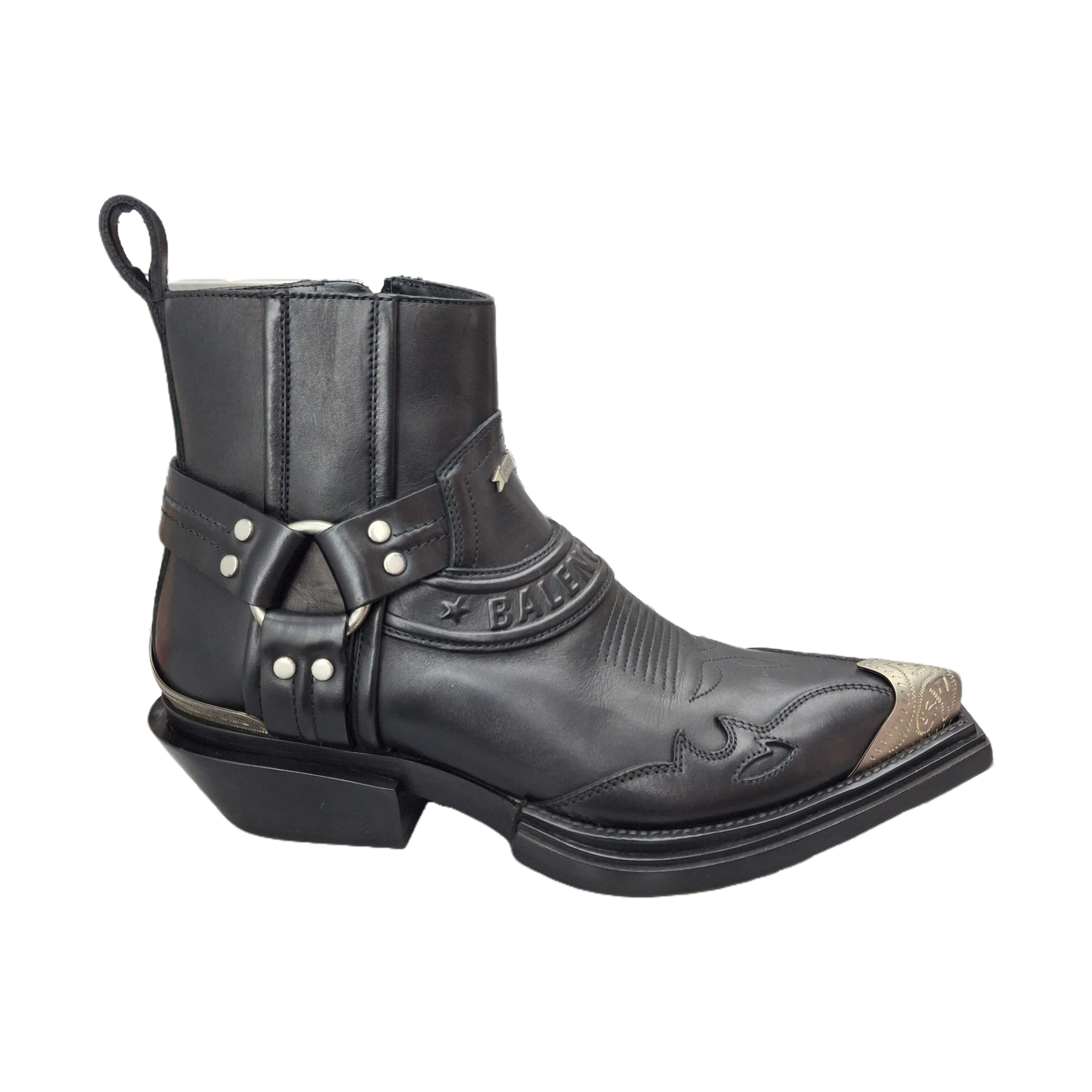 Balenciaga Western Boots in Leather (Black/Gold) 36