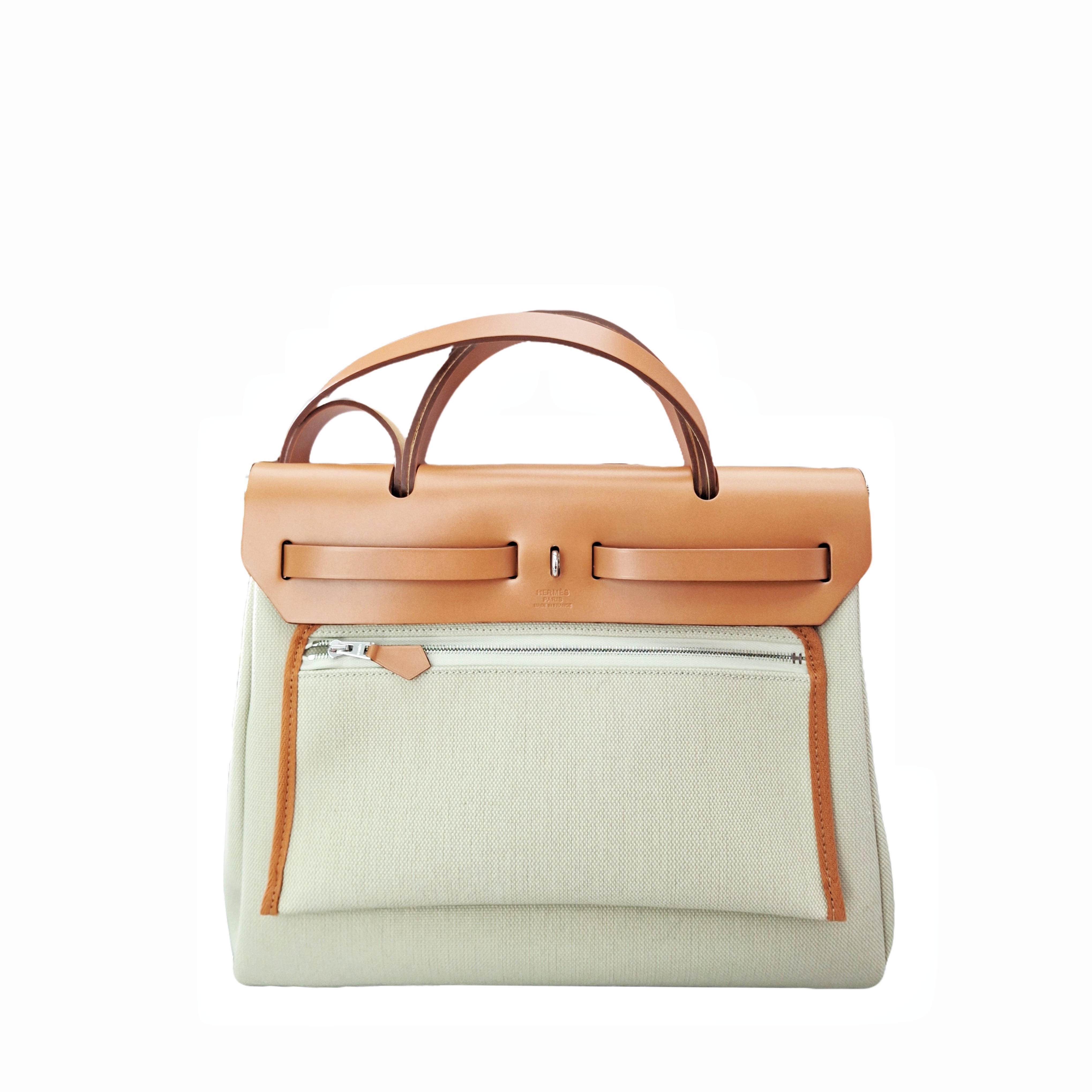 Hermès Herbag 31 SHW Beton/Fauve (Beige/Natural Brown) B Stamp