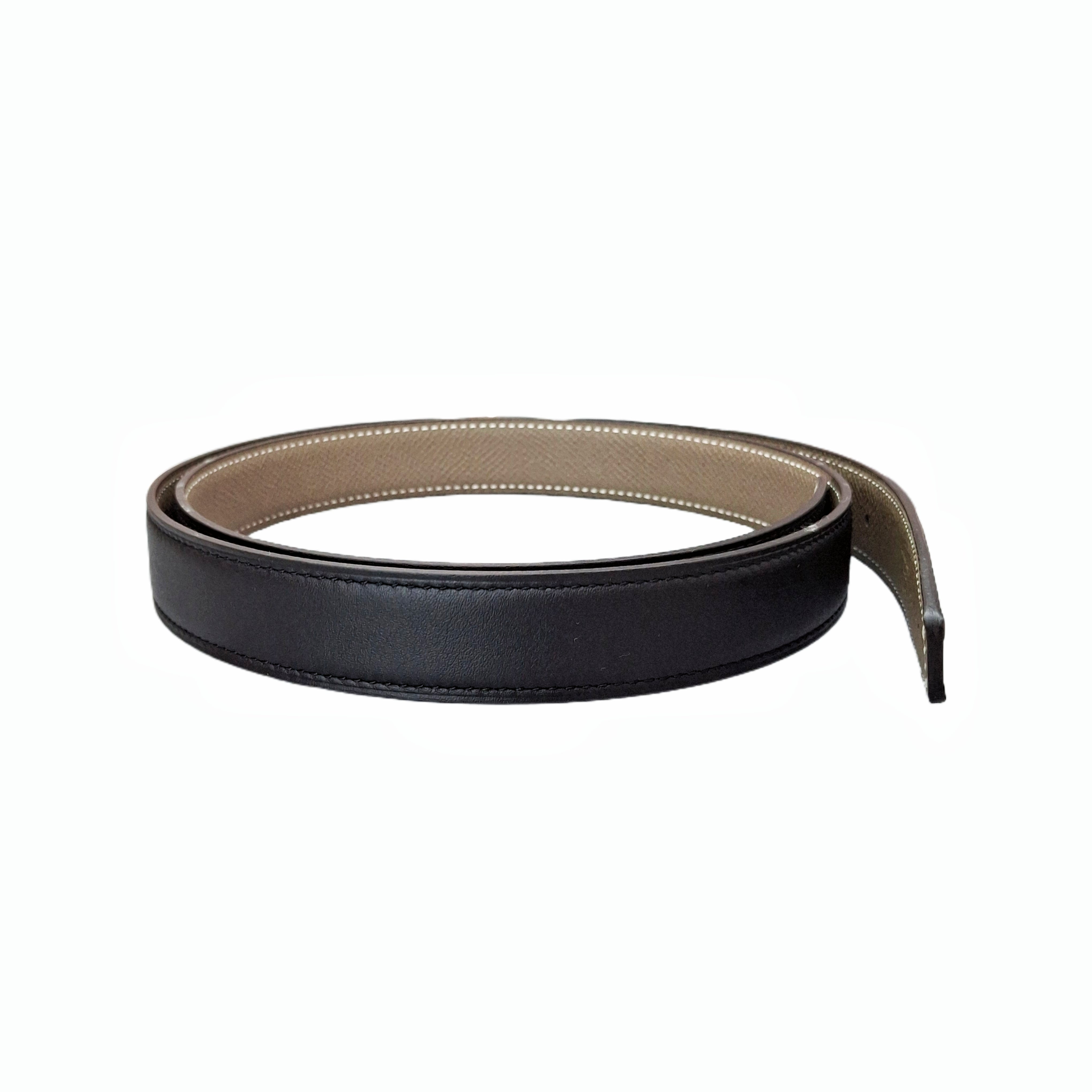 HERMÈS Constance Silver belt buckle & Noir (Black/Silver) Reversible leather strap 38 mm