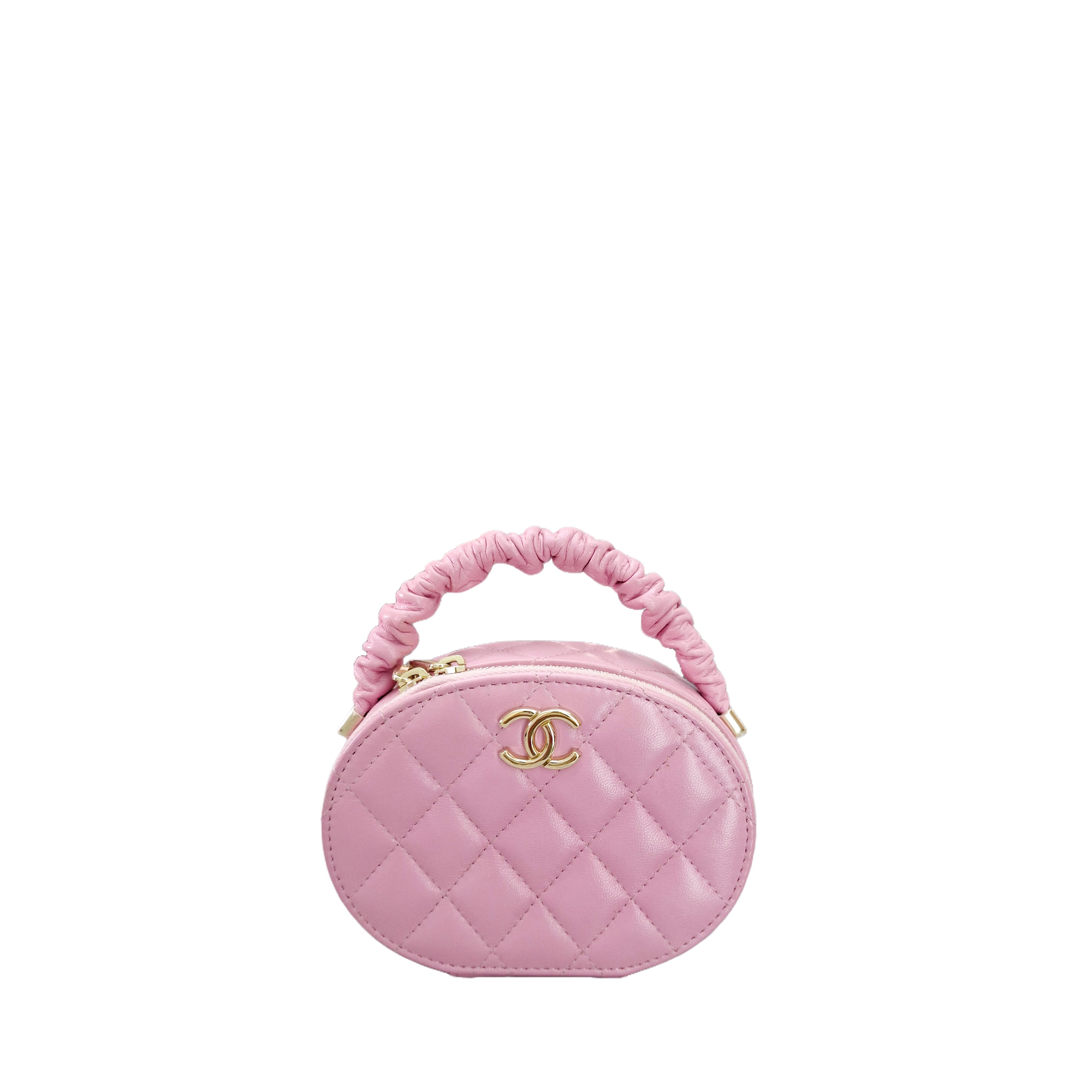 CHANEL Oval Vanity with Top Handle GHW (Pink)