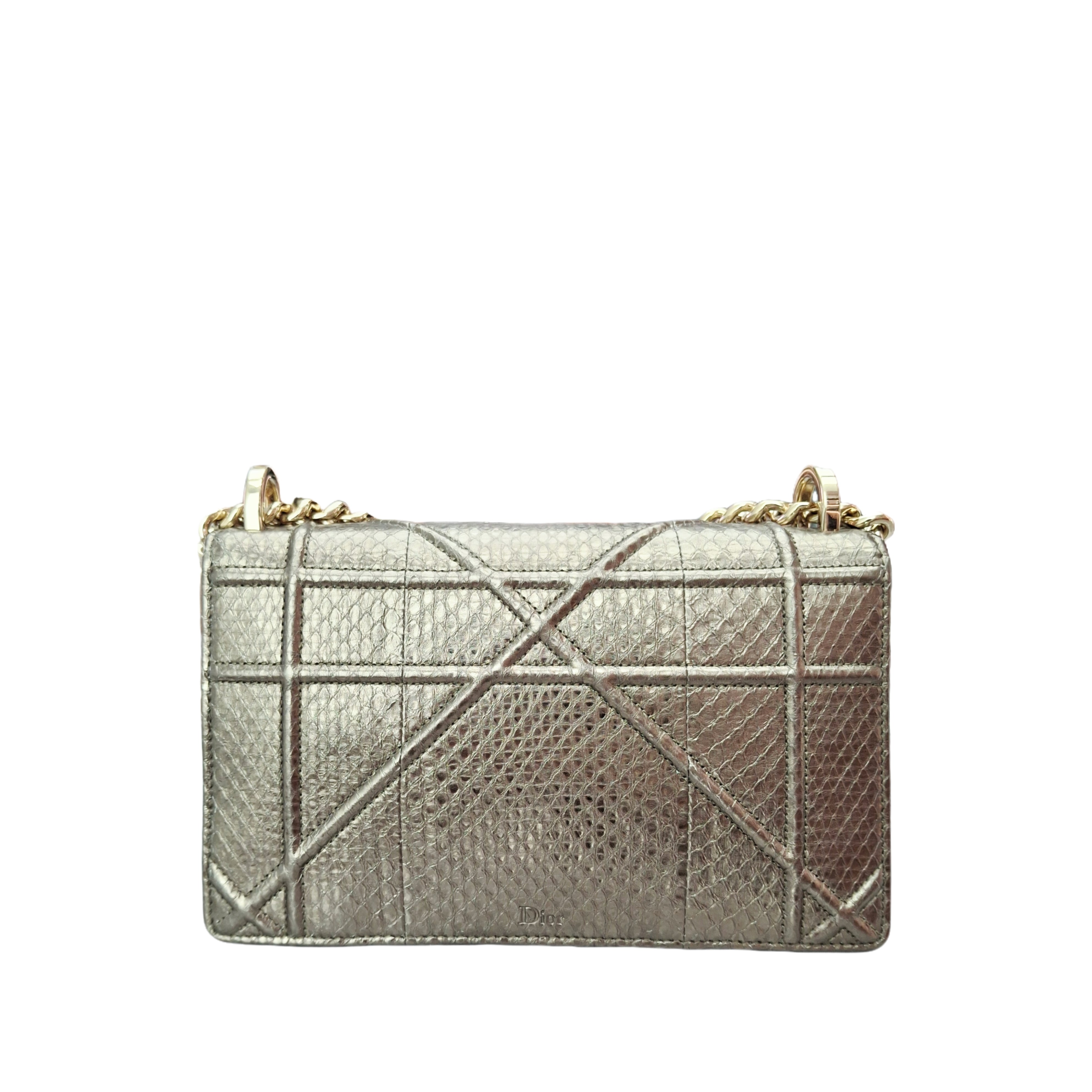 Christian Dior Metallic Patent Medium Diorama Flap Bag (Gold)