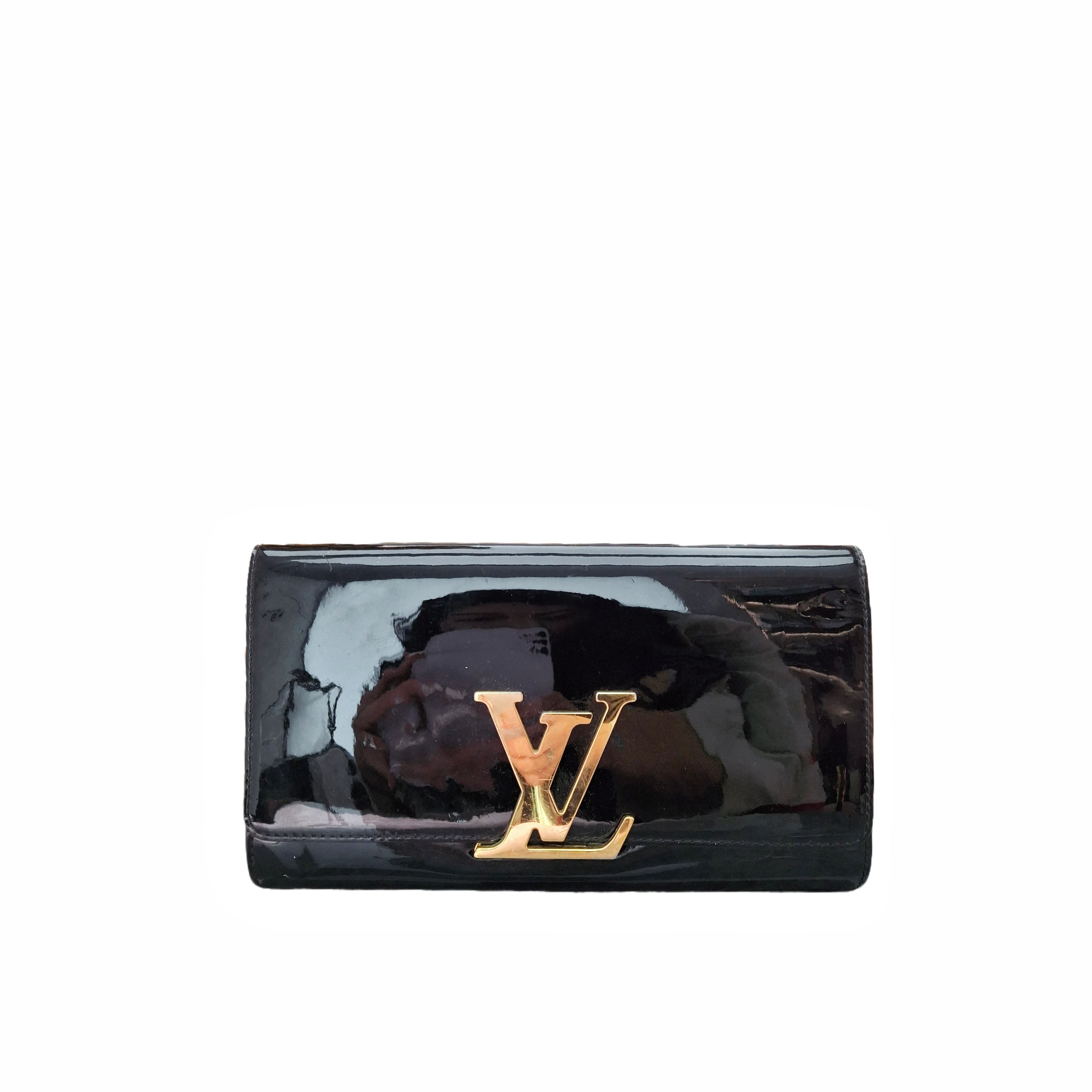 Louis Vuitton Louise Patent Leather Wallet in GHW (Black)