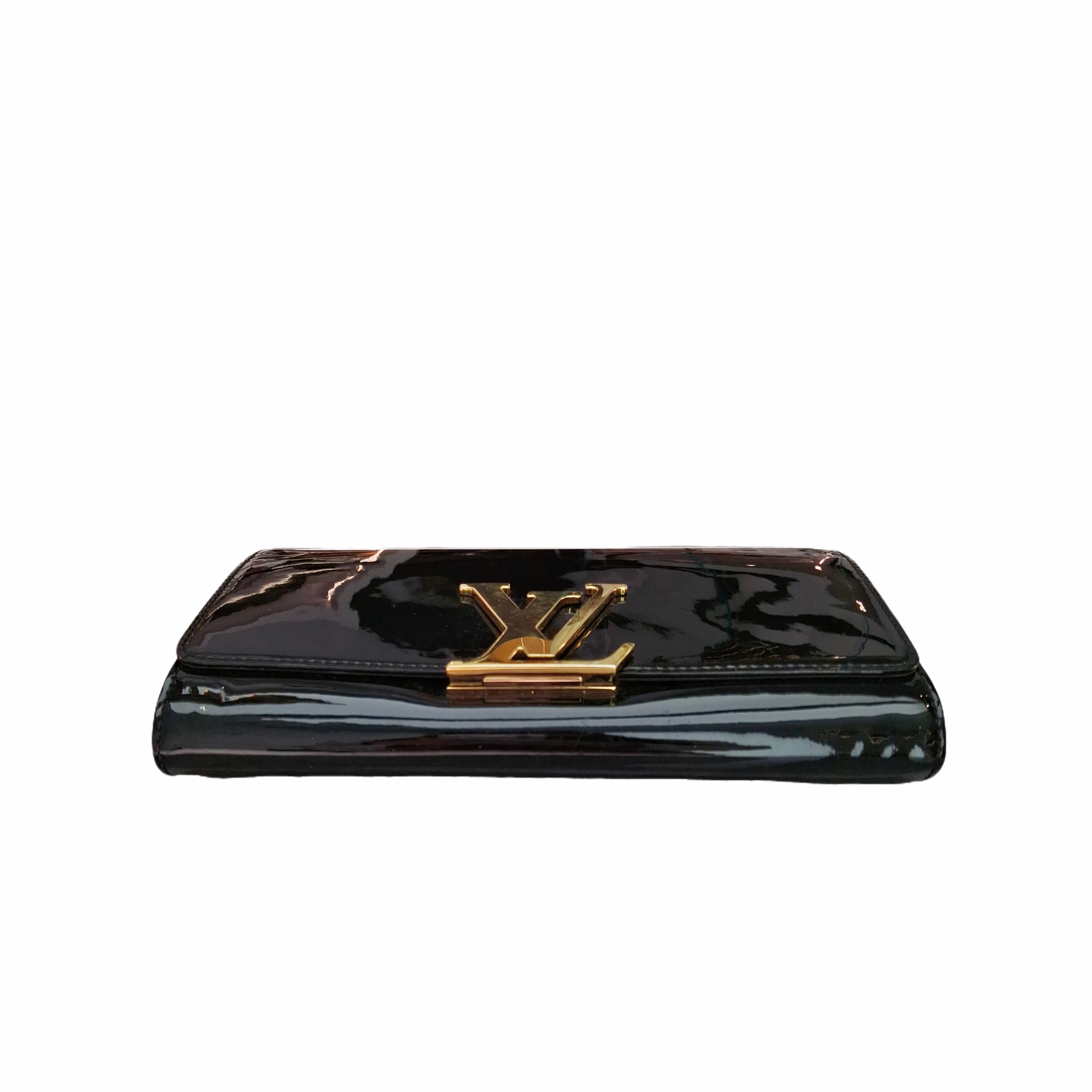 Louis Vuitton Louise Patent Leather Wallet in GHW (Black)