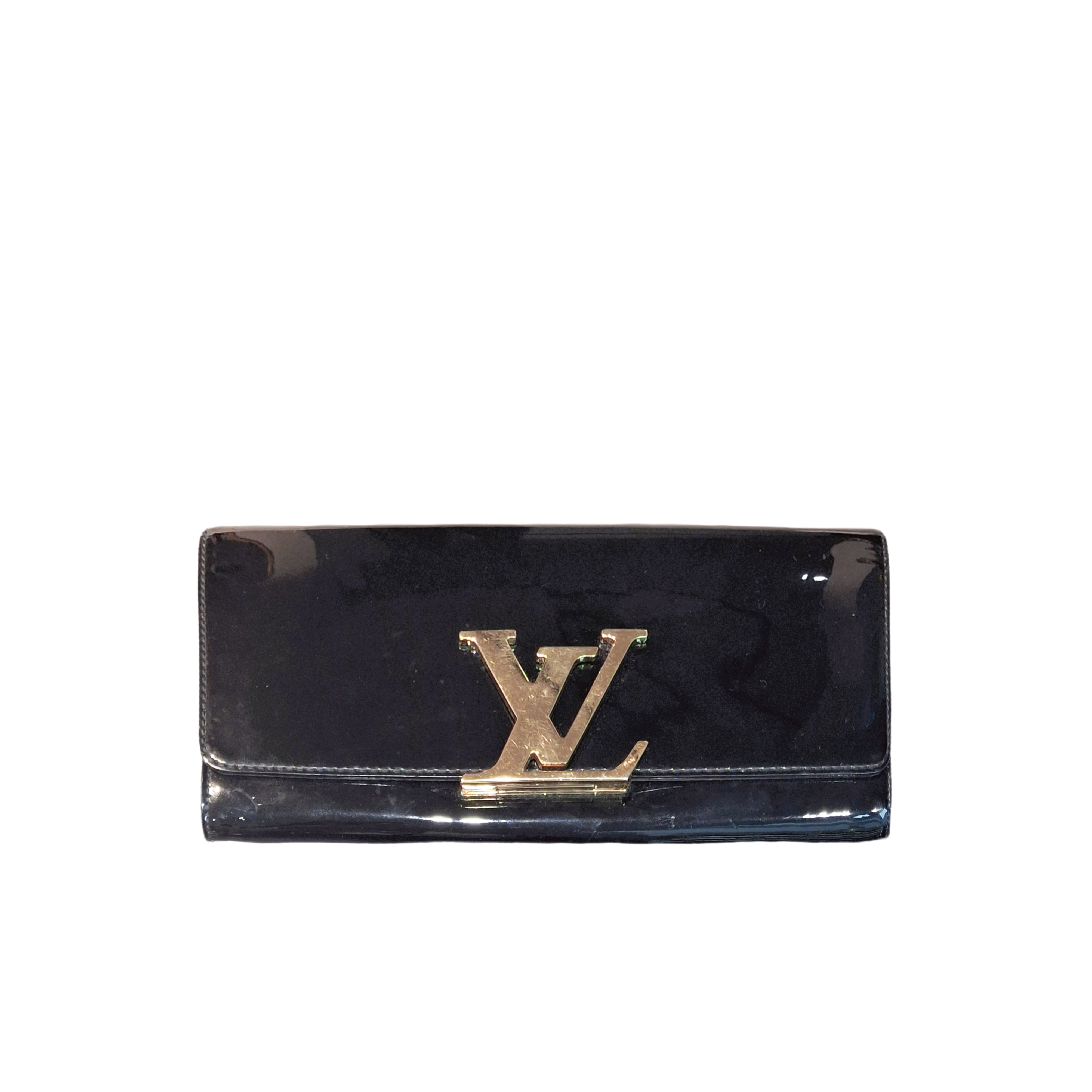 Louis Vuitton Louise Patent Leather Wallet in GHW (Black)