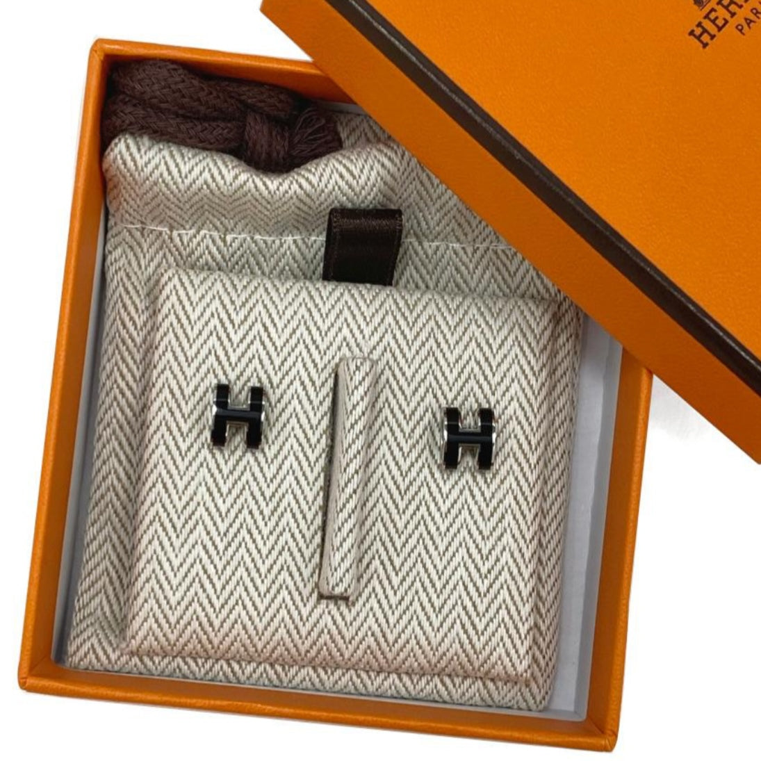 HERMÈS Mini Pop H earrings Noir (Black)