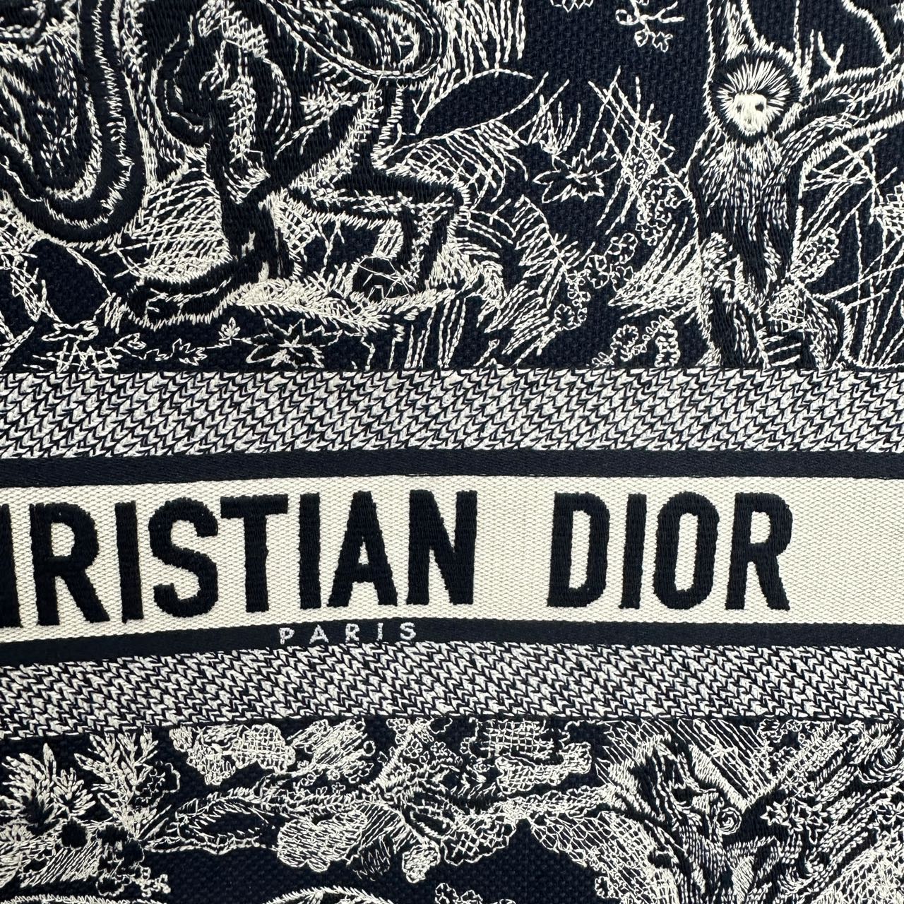 Christian Dior Medium Dior Book Tote Ecru and Black Toile de Jouy Embroidery