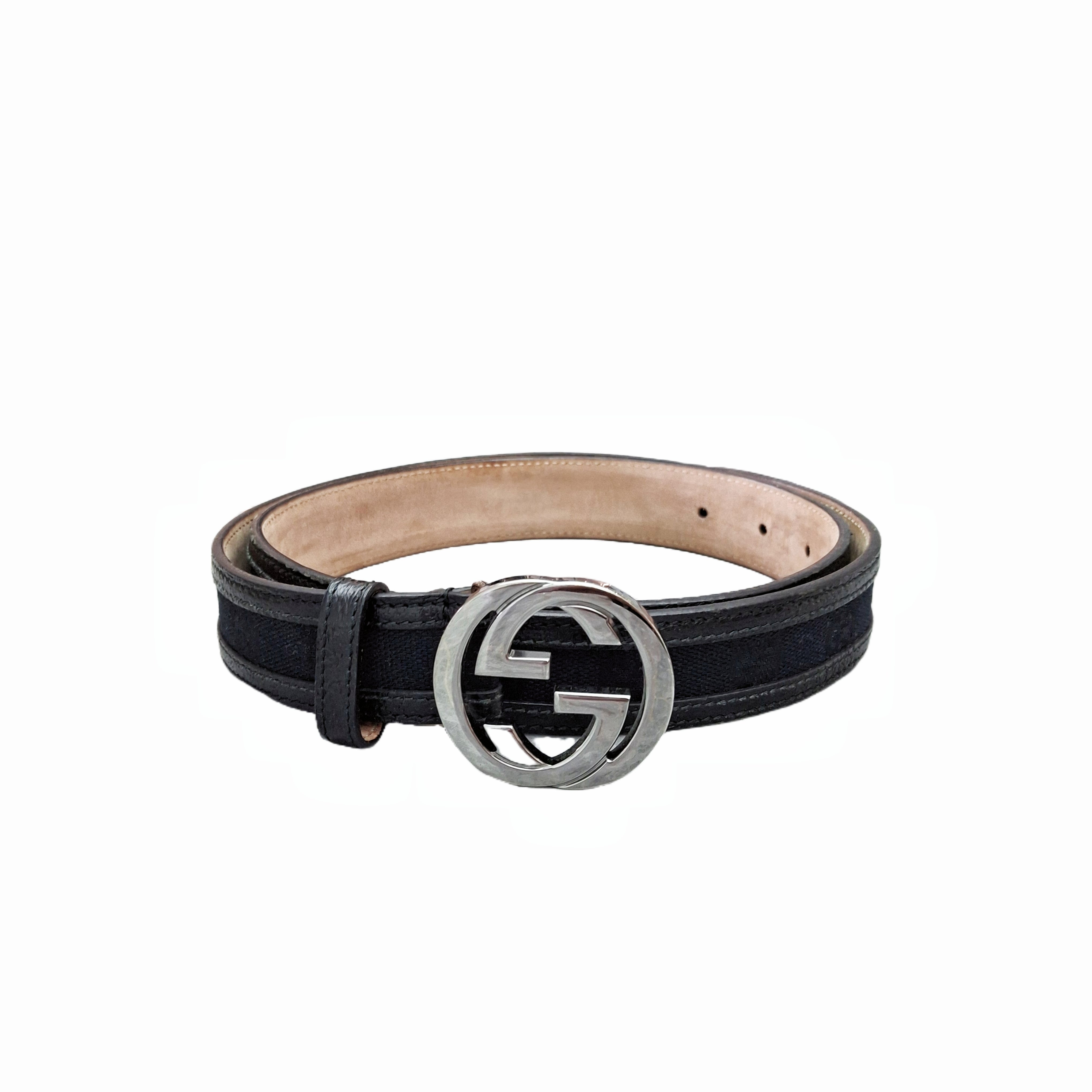 GUCCI INTERLOCKING G BELT 36mm (Black) size 90