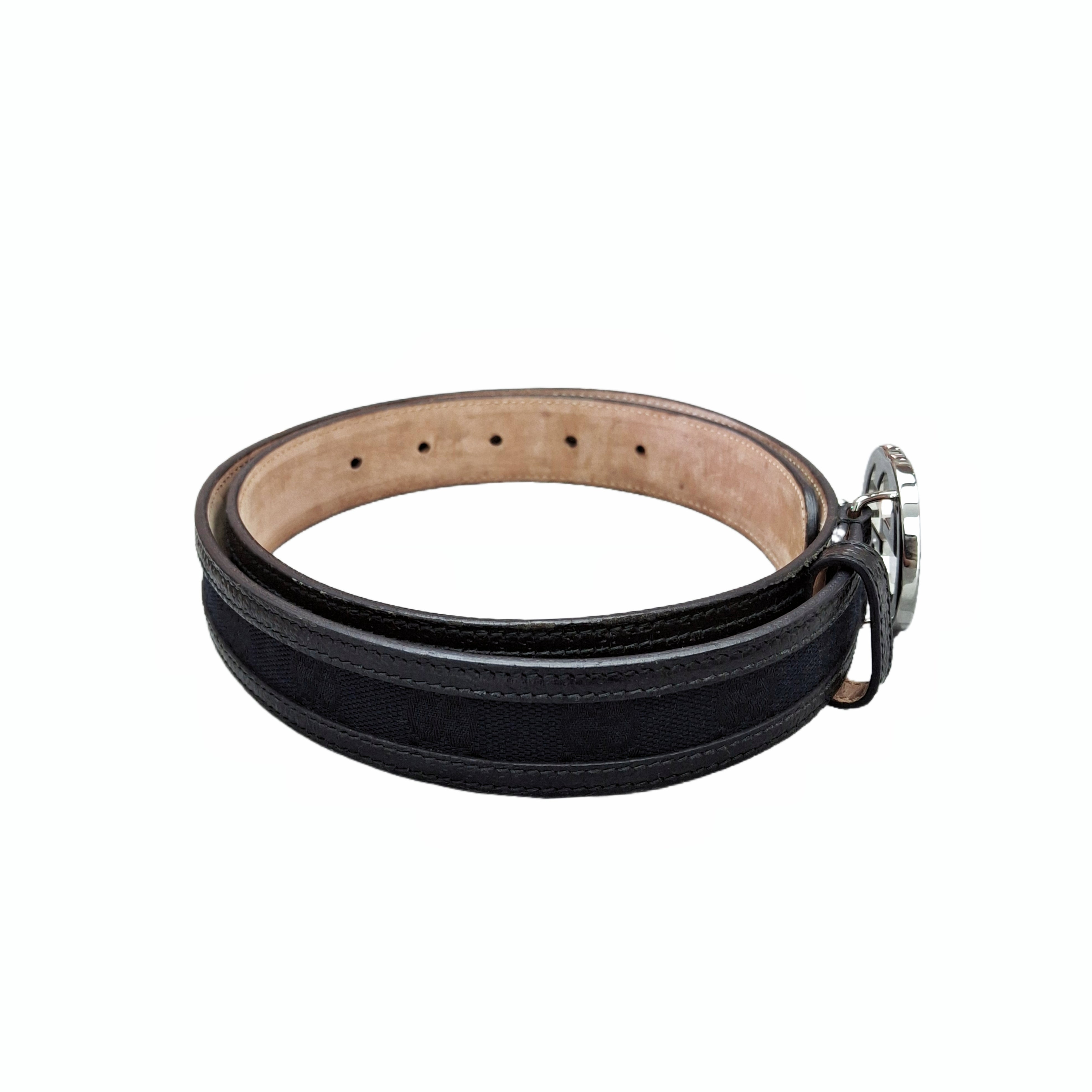 GUCCI INTERLOCKING G BELT 36mm (Black) size 90