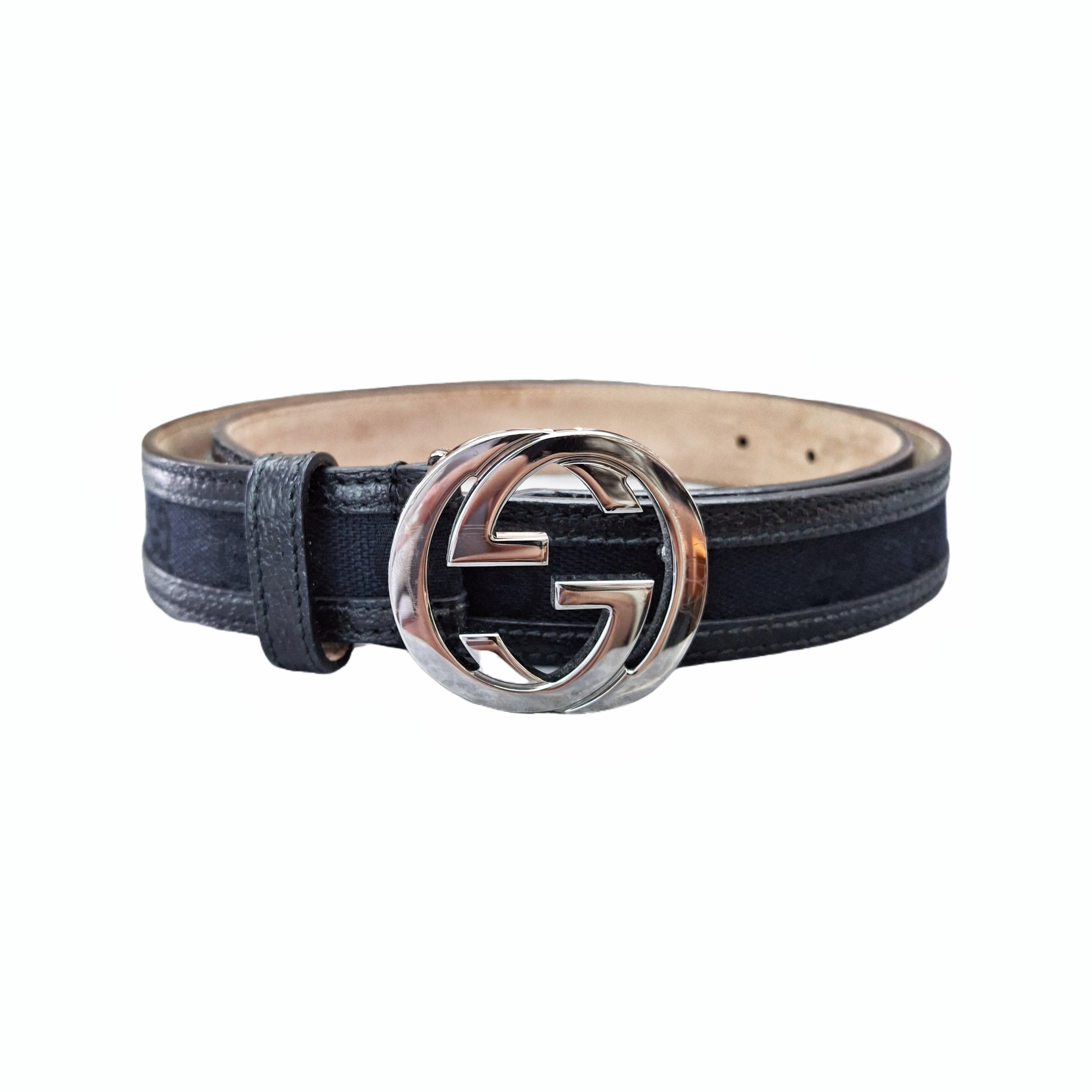 GUCCI INTERLOCKING G BELT 36mm (Black) size 90