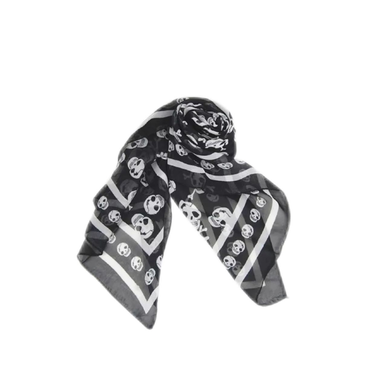 ALEXANDER MCQUEEN Allover Skull Scarf (Black/White)