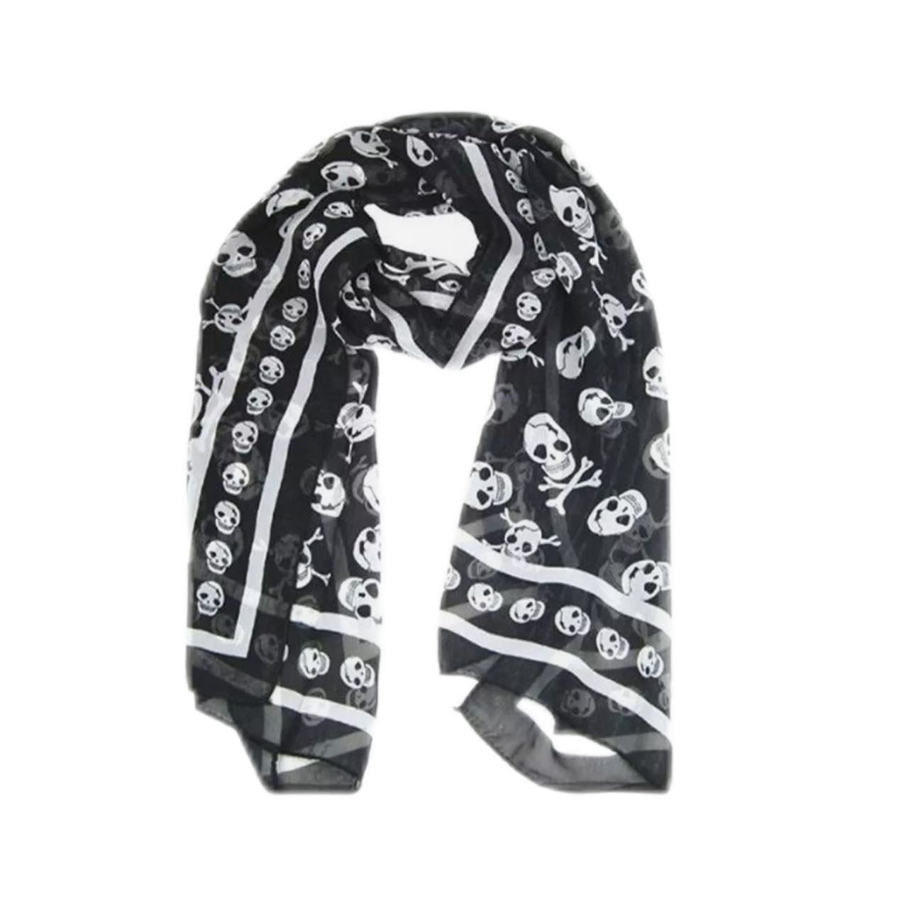 ALEXANDER MCQUEEN Allover Skull Scarf (Black/White)