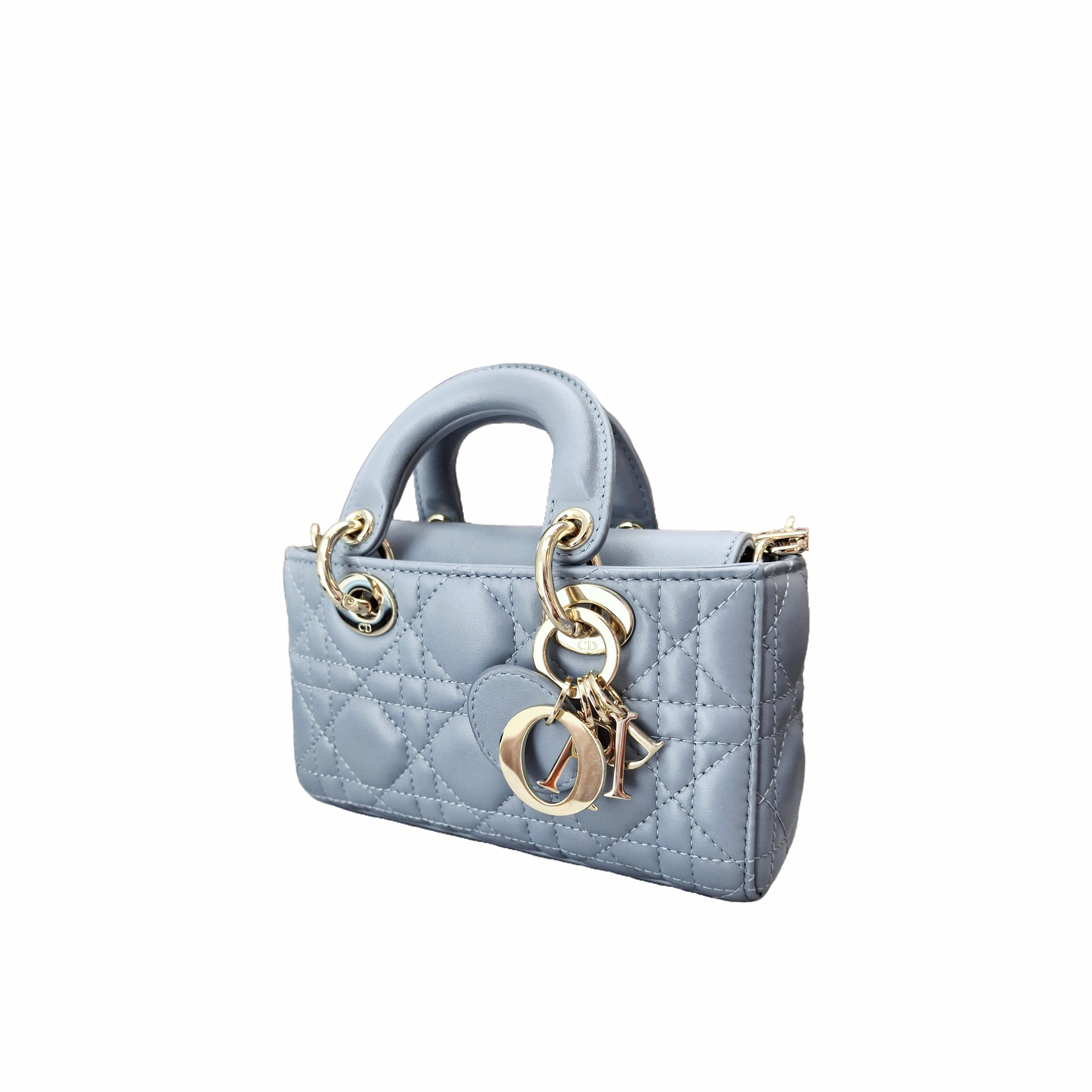 Christian Dior Lady D-Joy Micro Bay in Cannage Lambskin (Pale Blue)