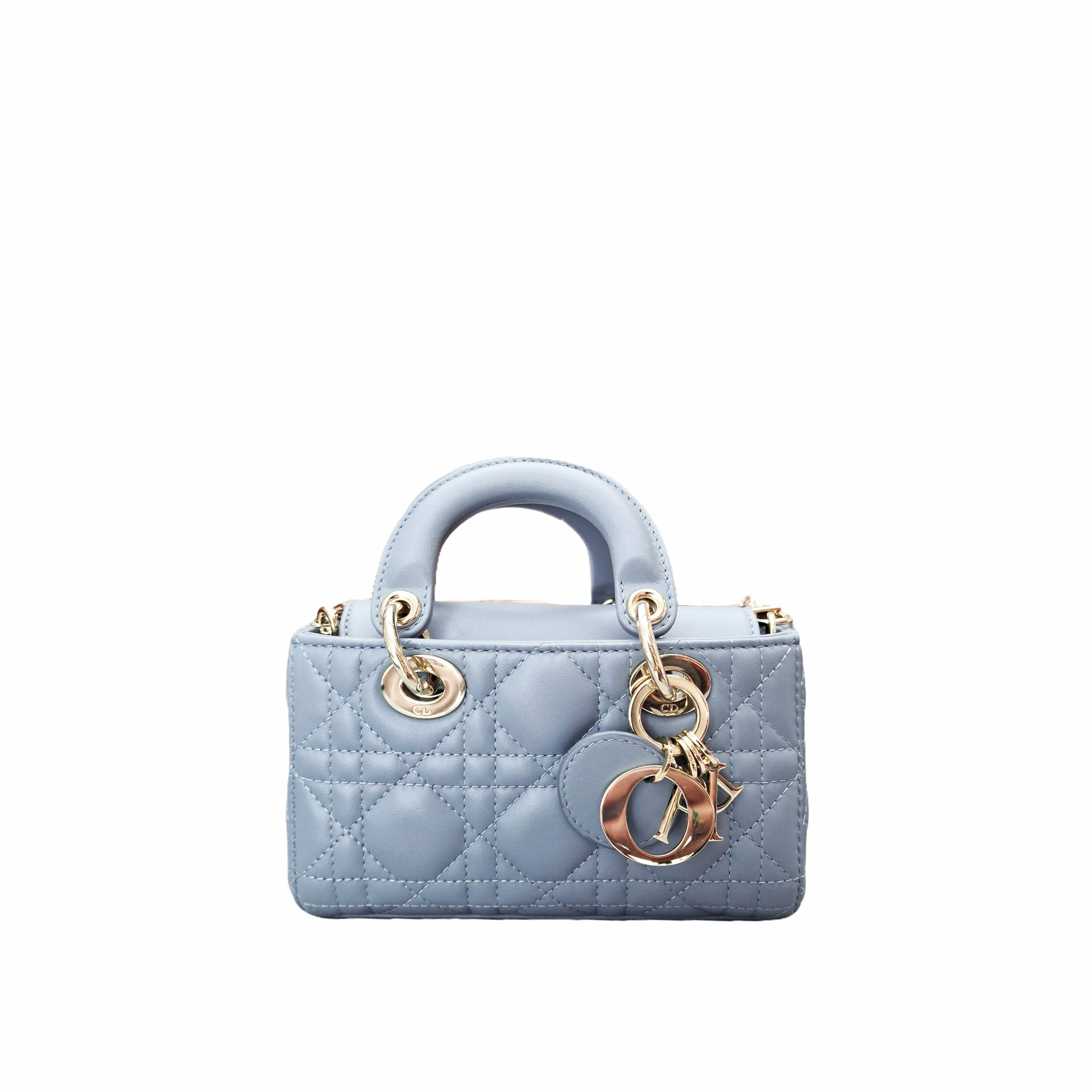 Christian Dior Lady D-Joy Micro Bay in Cannage Lambskin (Pale Blue)