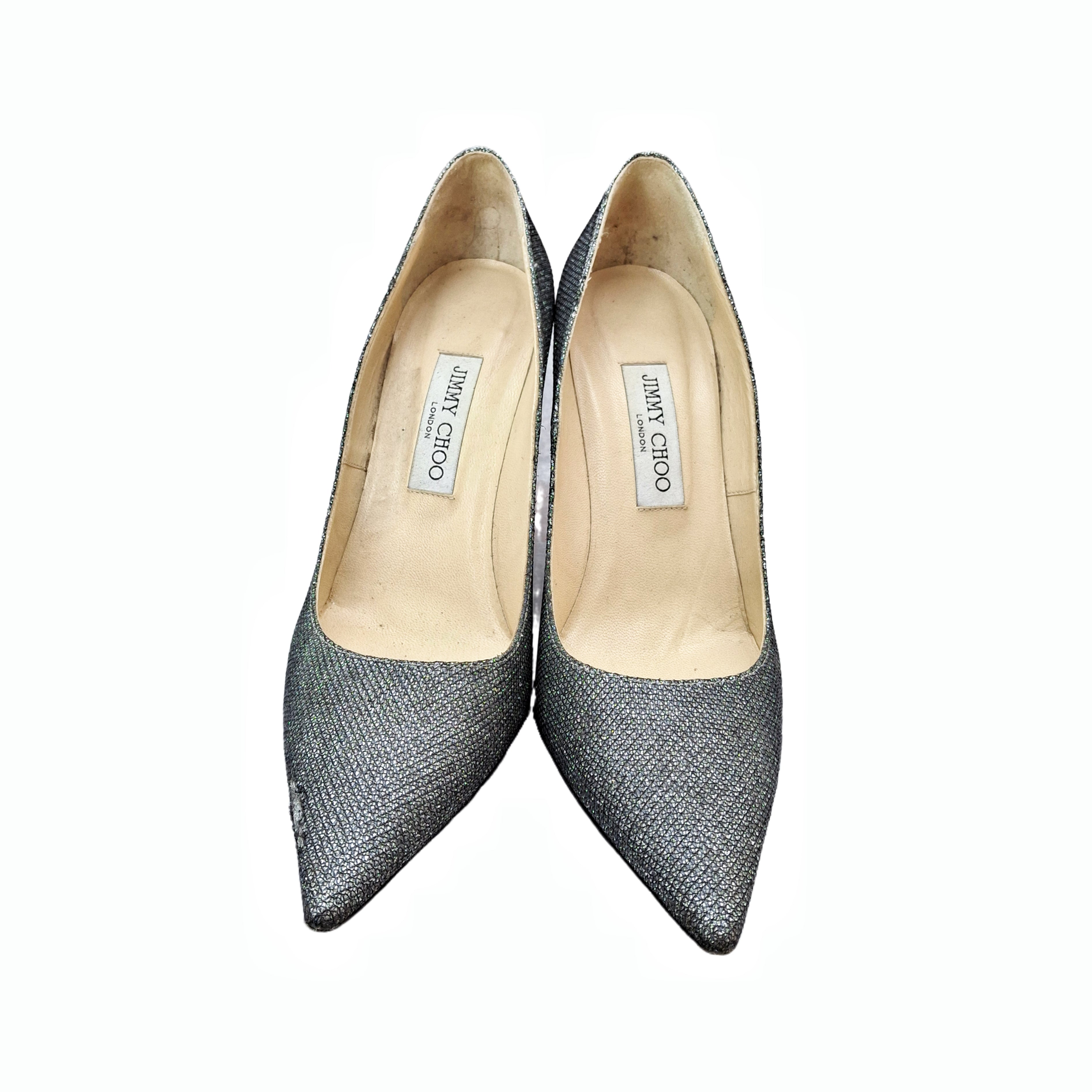 Jimmy Choo Love 65 Silvery Glitter Pumps size 39